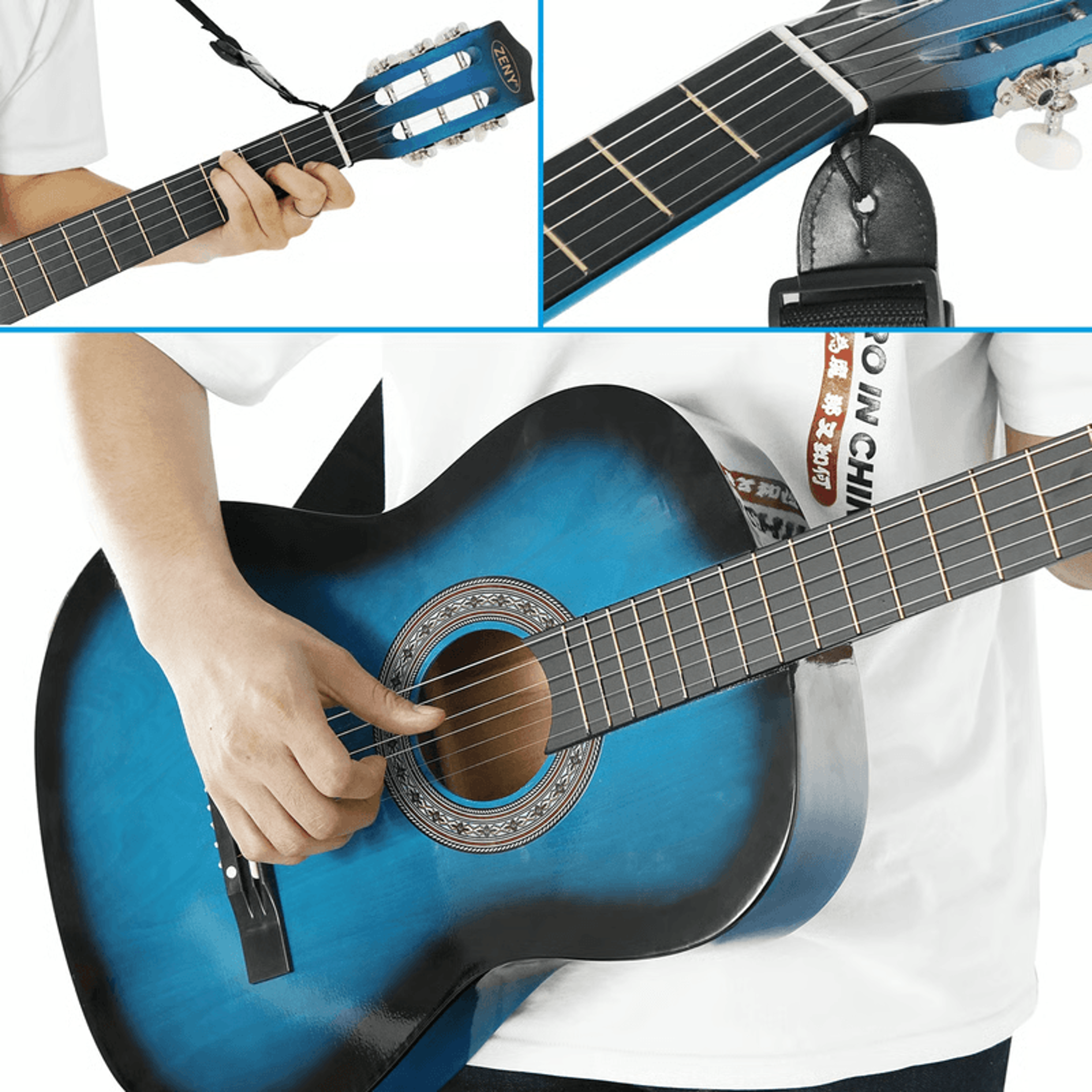 beginner acoustic guitar set with case, tuner, strap and picks for teens and adults