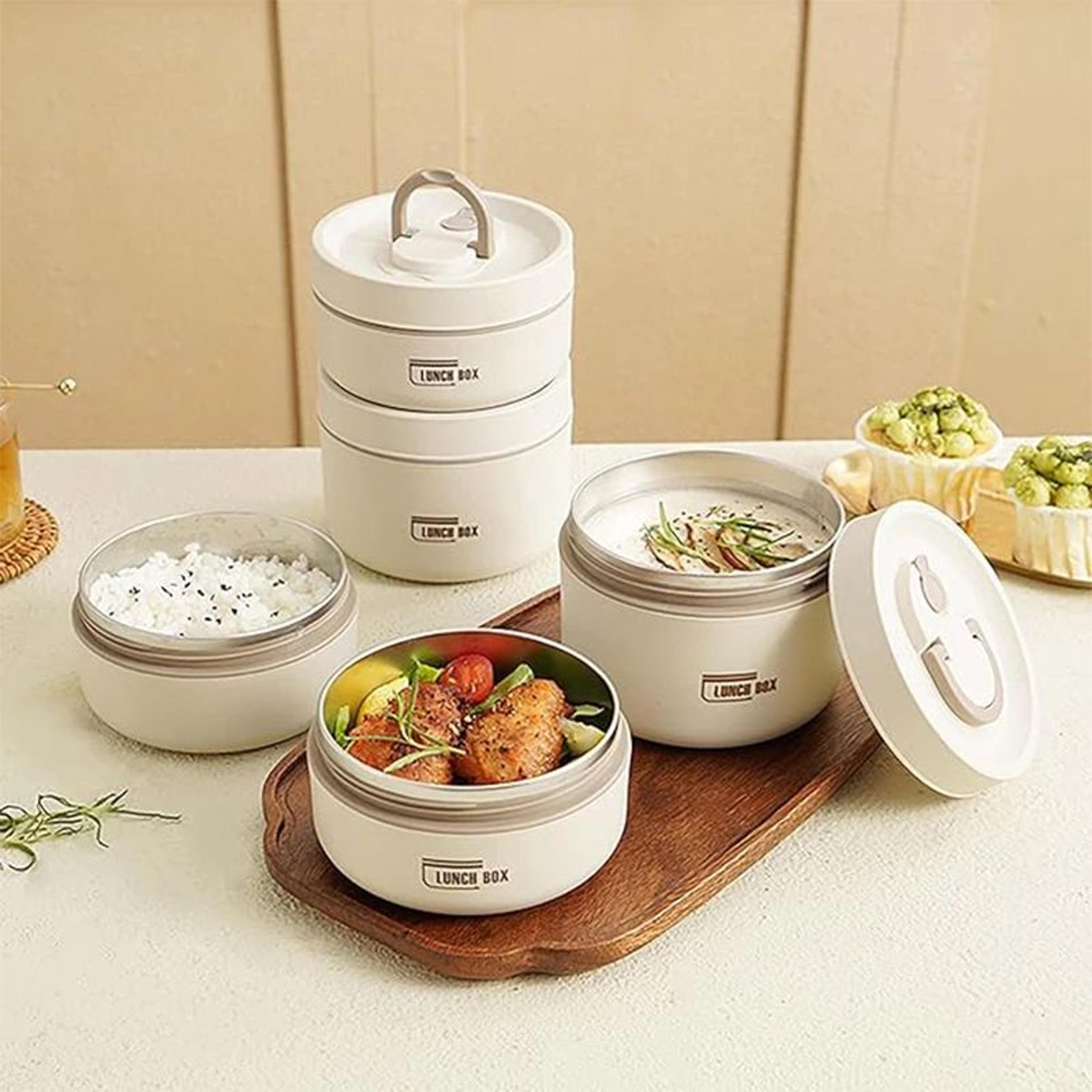 stackable insulated lunch box set, leakproof thermal food storage for work or school