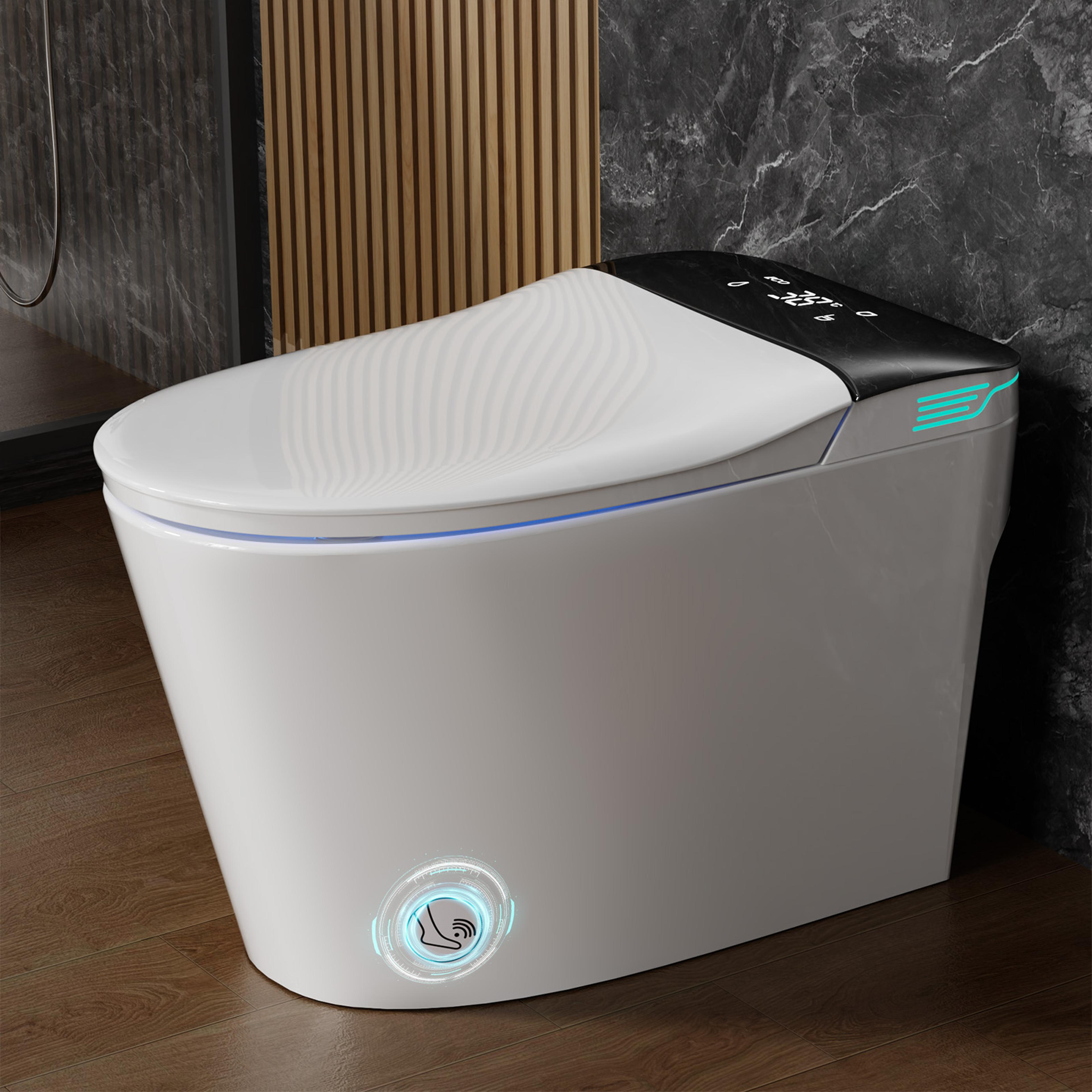 one-piece toilet with built-in bidet, ada bidet height, foam dispenser, instant warm water and dryer