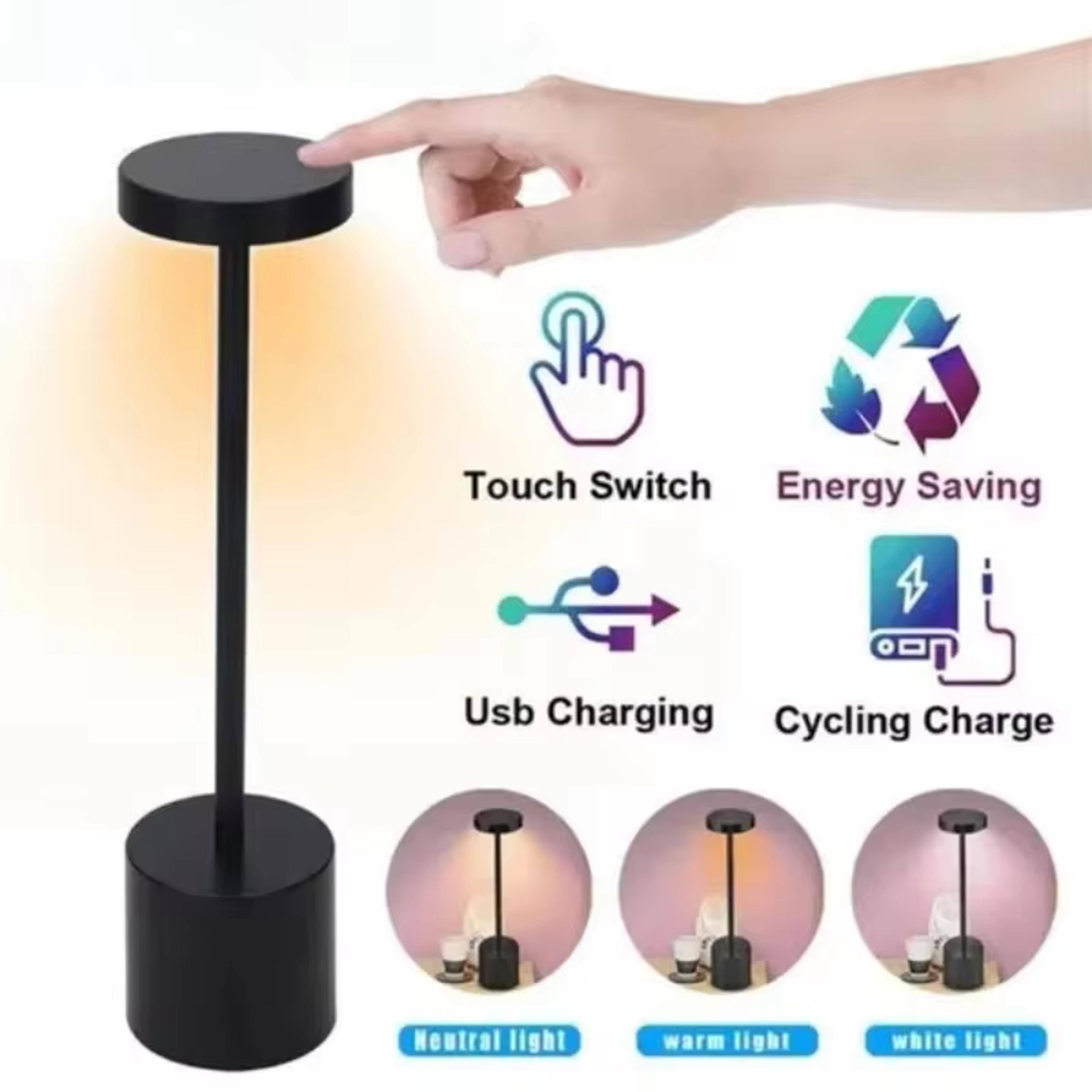 stepless dimming usb rechargeable night light, touch desk lamp for bedside, hotel, and bar use