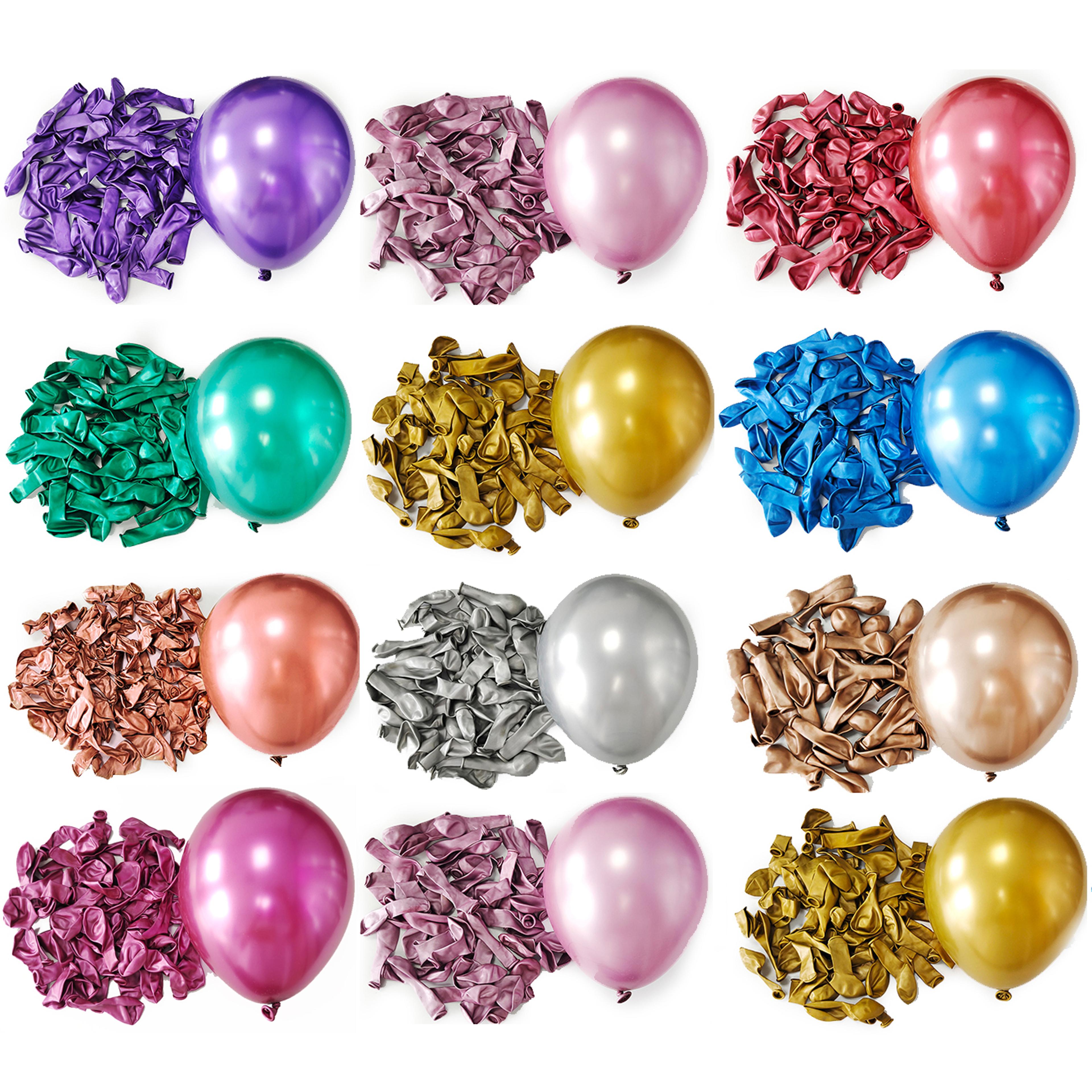 metallic chrome balloons in gold, silver, black, pink for wedding, birthday xmax decoration