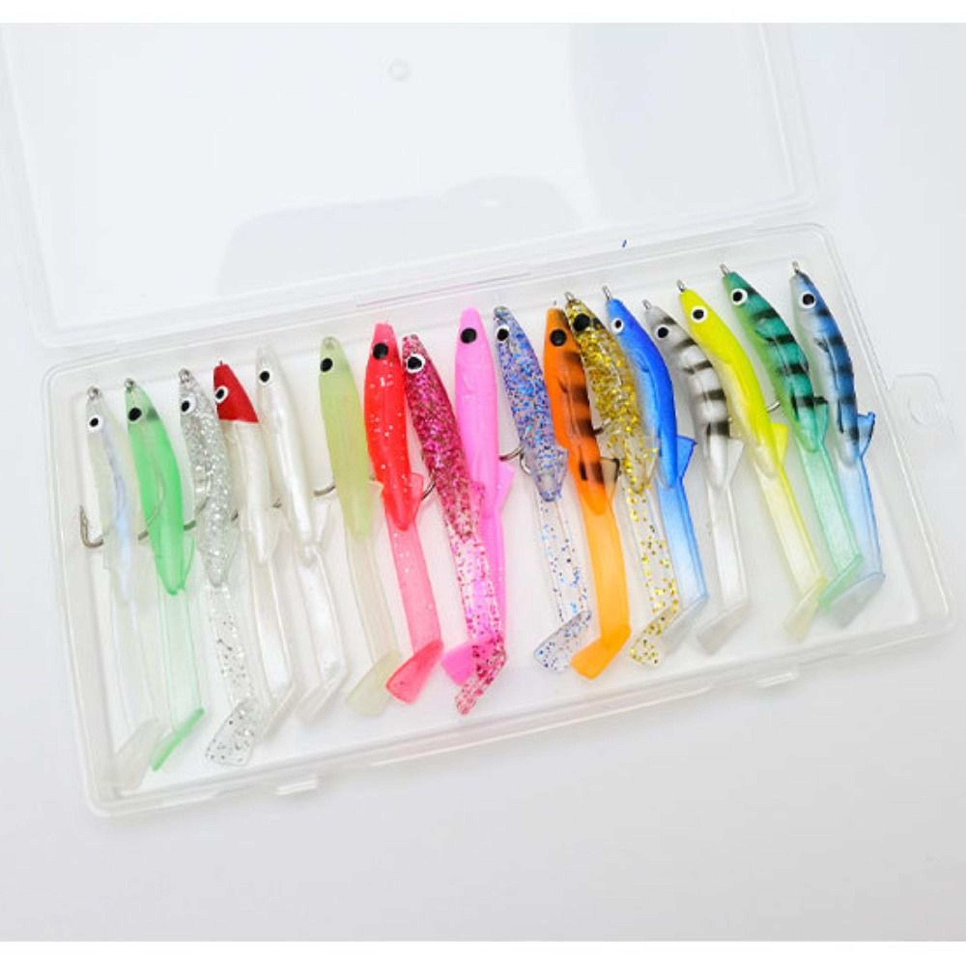 silicone fishing trolling artificial bait, mixed color raglou fishing lure, soft shad silicone bait for spinning