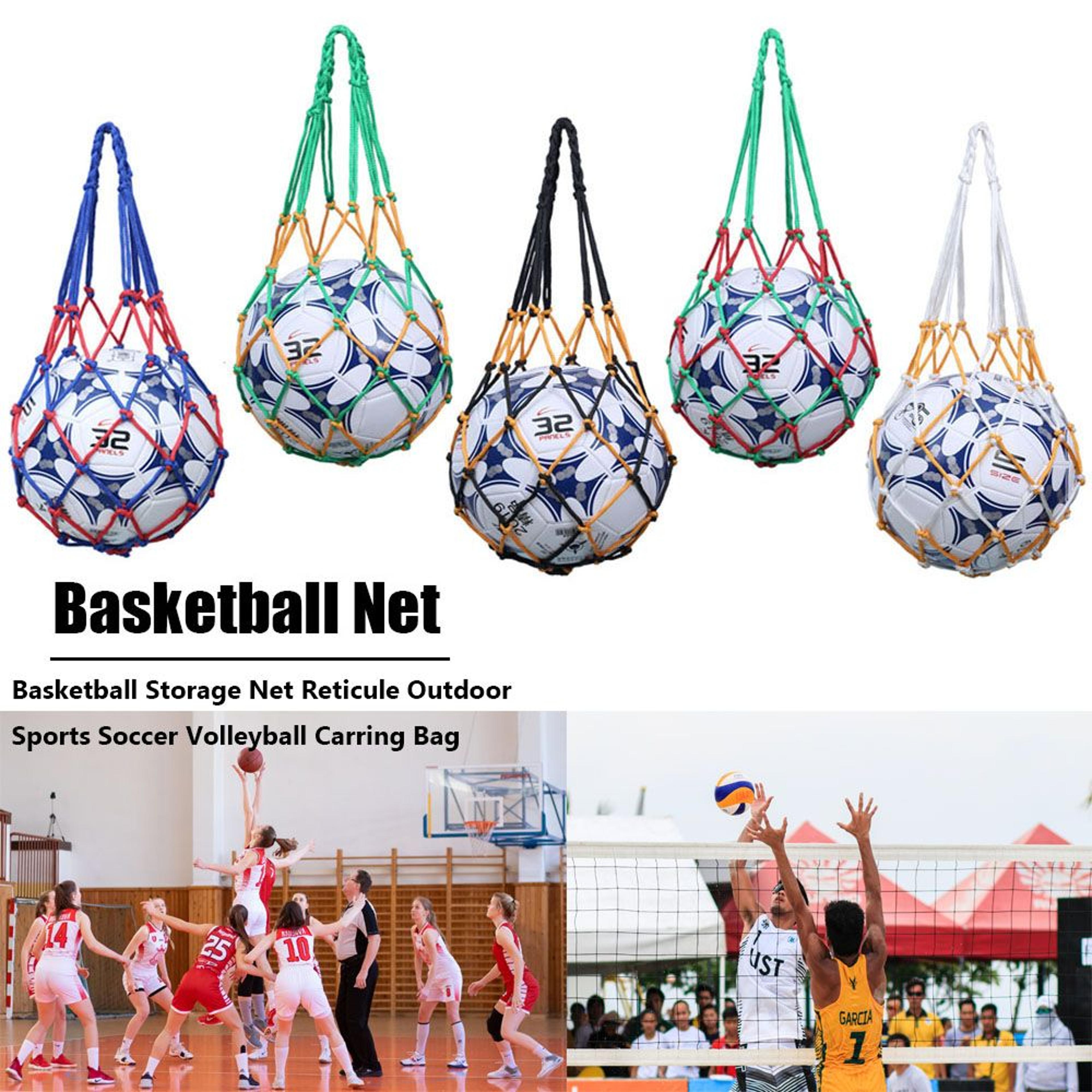 football ball carrying mesh bag, durable nylon weaving net volleyball bag, portable sports equipment storage