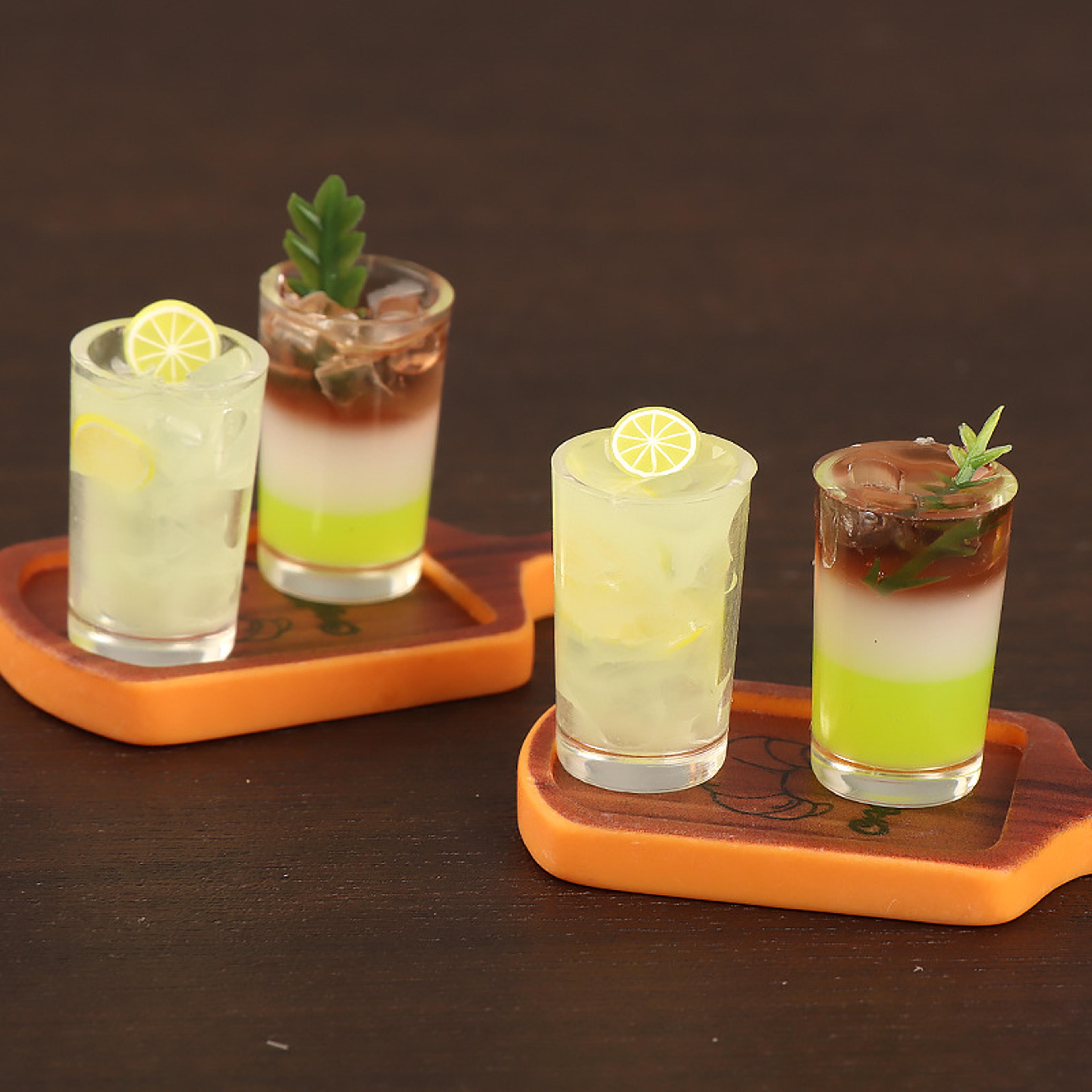 summer lemon tea ice resin mini simulation drink ornament, keychain bag pendant fashion diy accessories