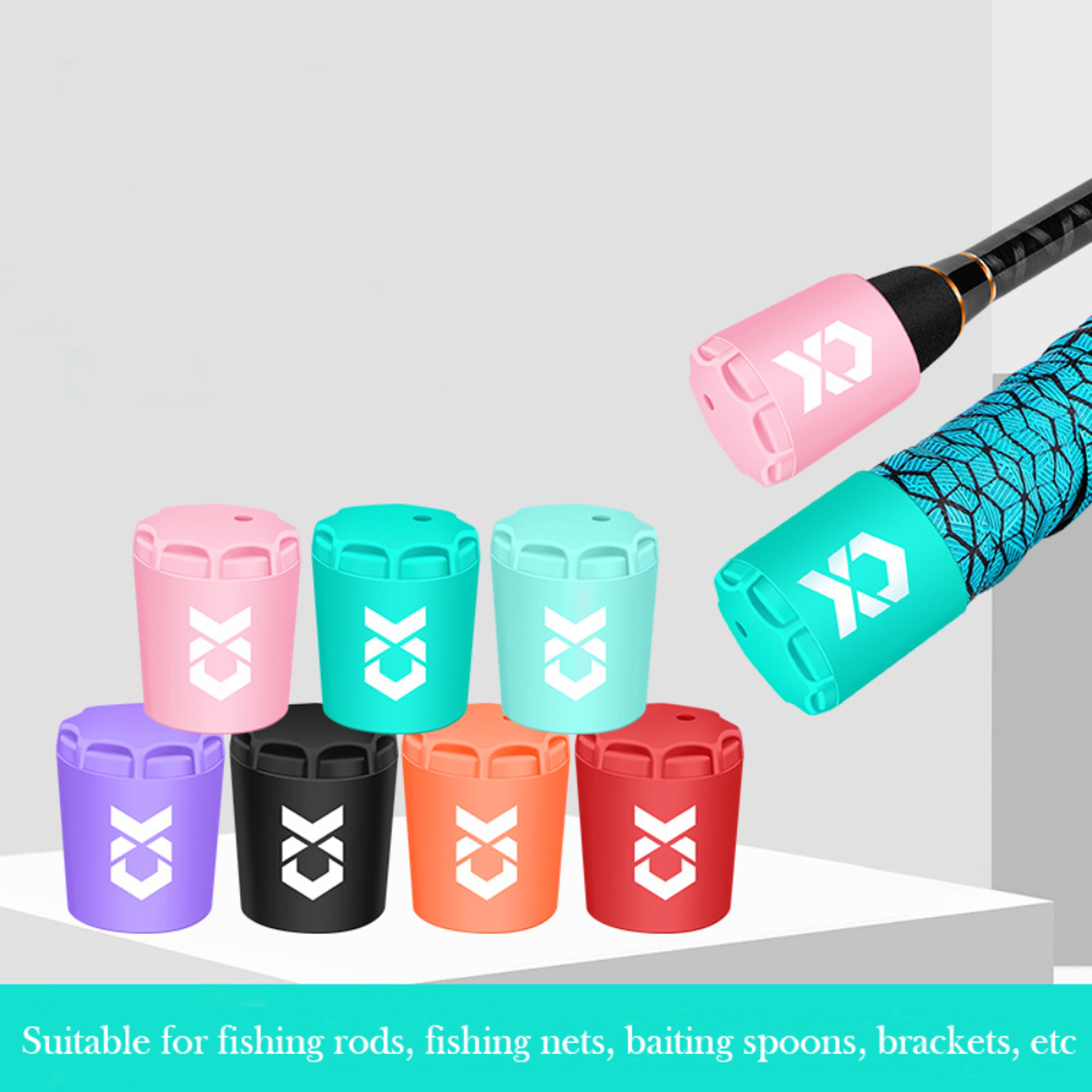 elastic silicone fishing rod end cap, lightweight durable protector case for carp rod tail
