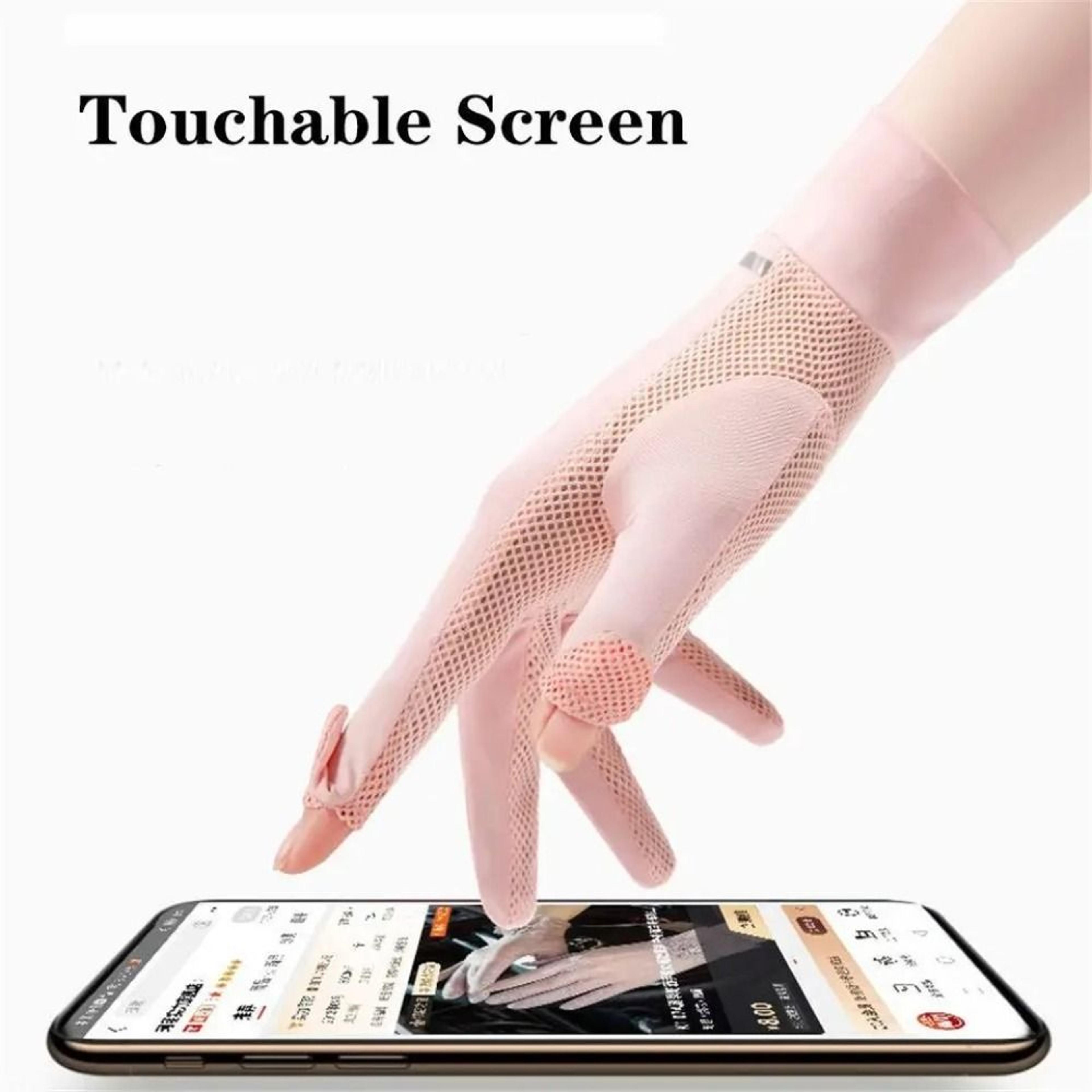 breathable ice silk gloves, thin anti-uv fingerless sun protection gloves for summer cycling and driving with touch scre