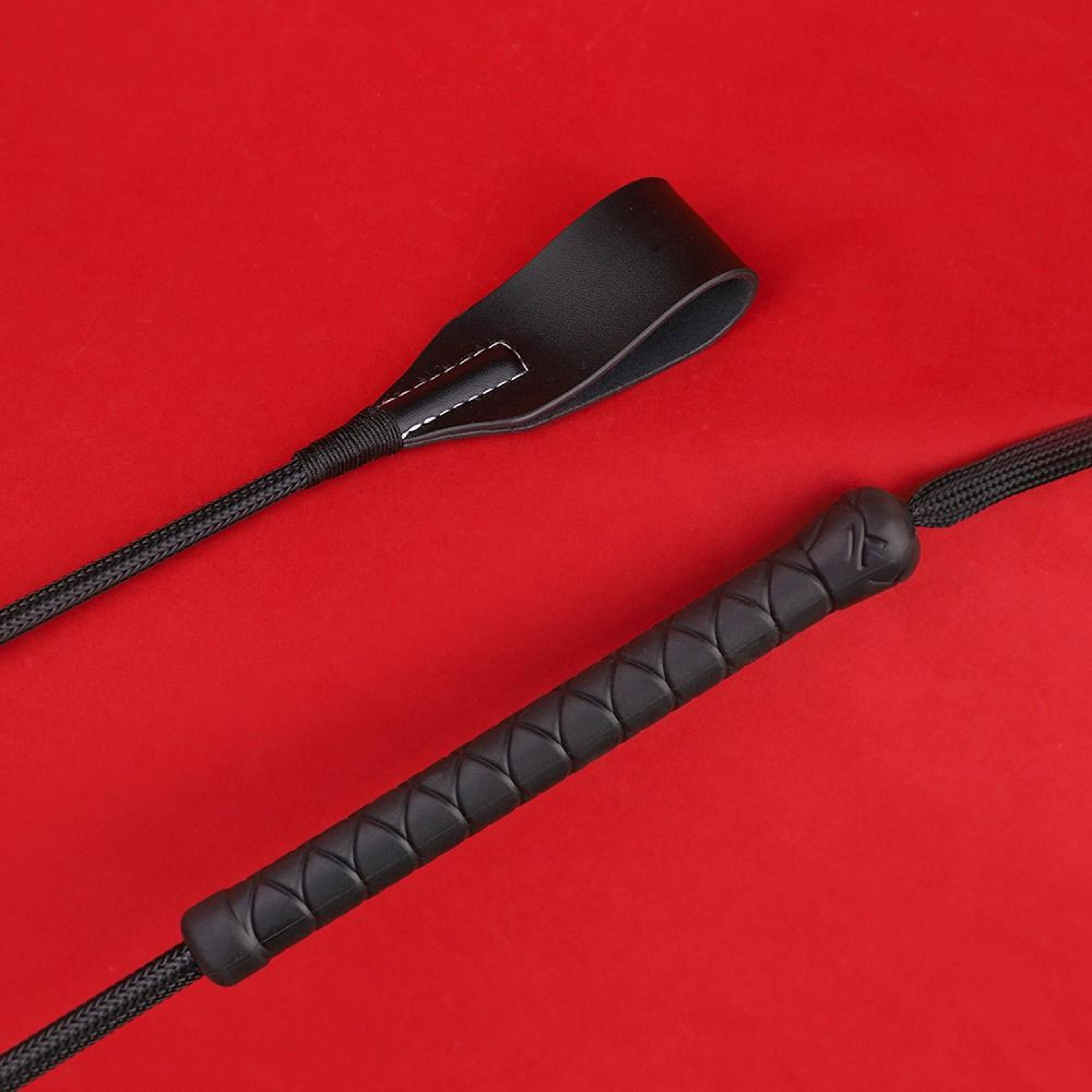 pu leather equestrian training pointer, durable portable horse whip with handle, racing riding crop stage performance
