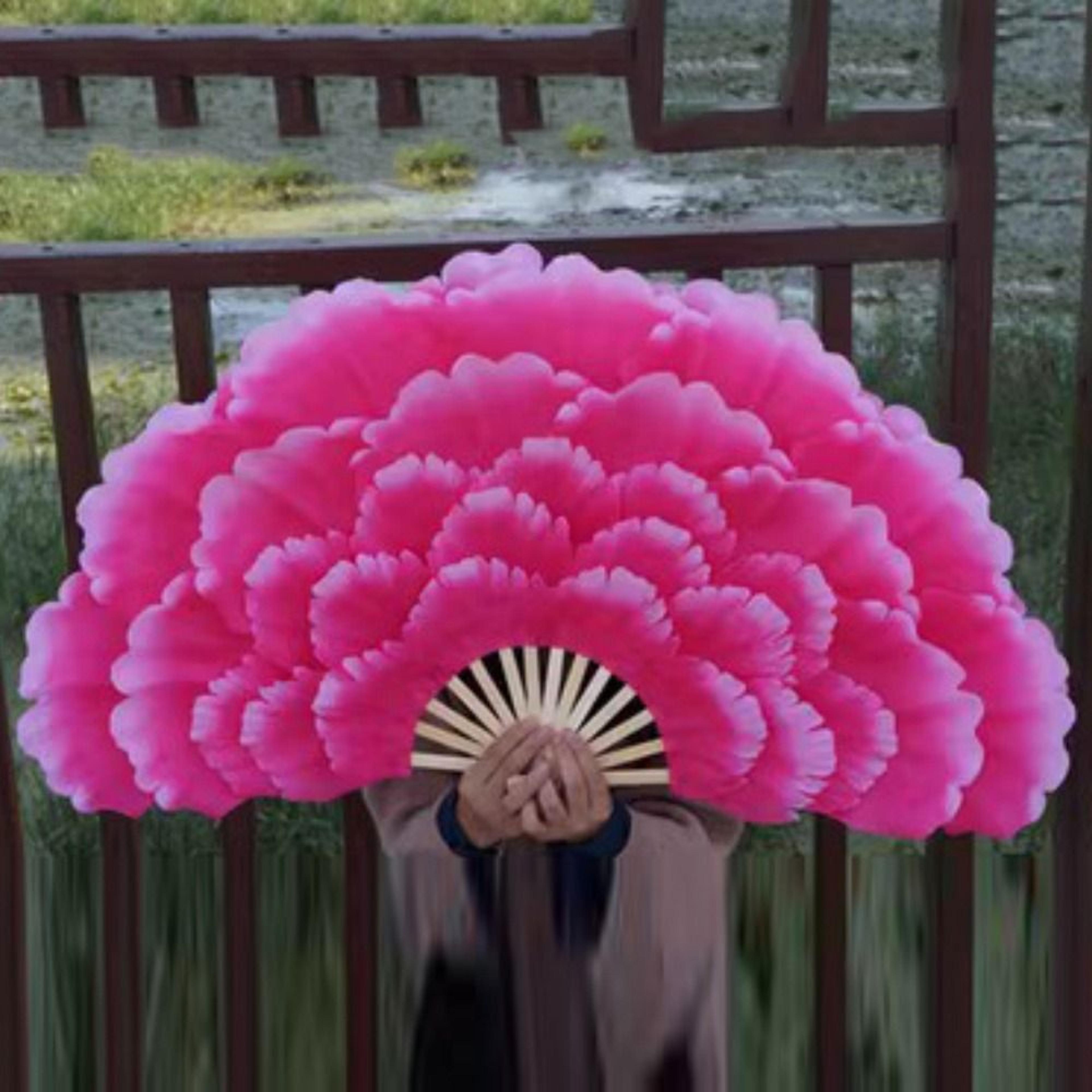 yangko fan, adult double-sided peony petal hand fan, performance props for club style