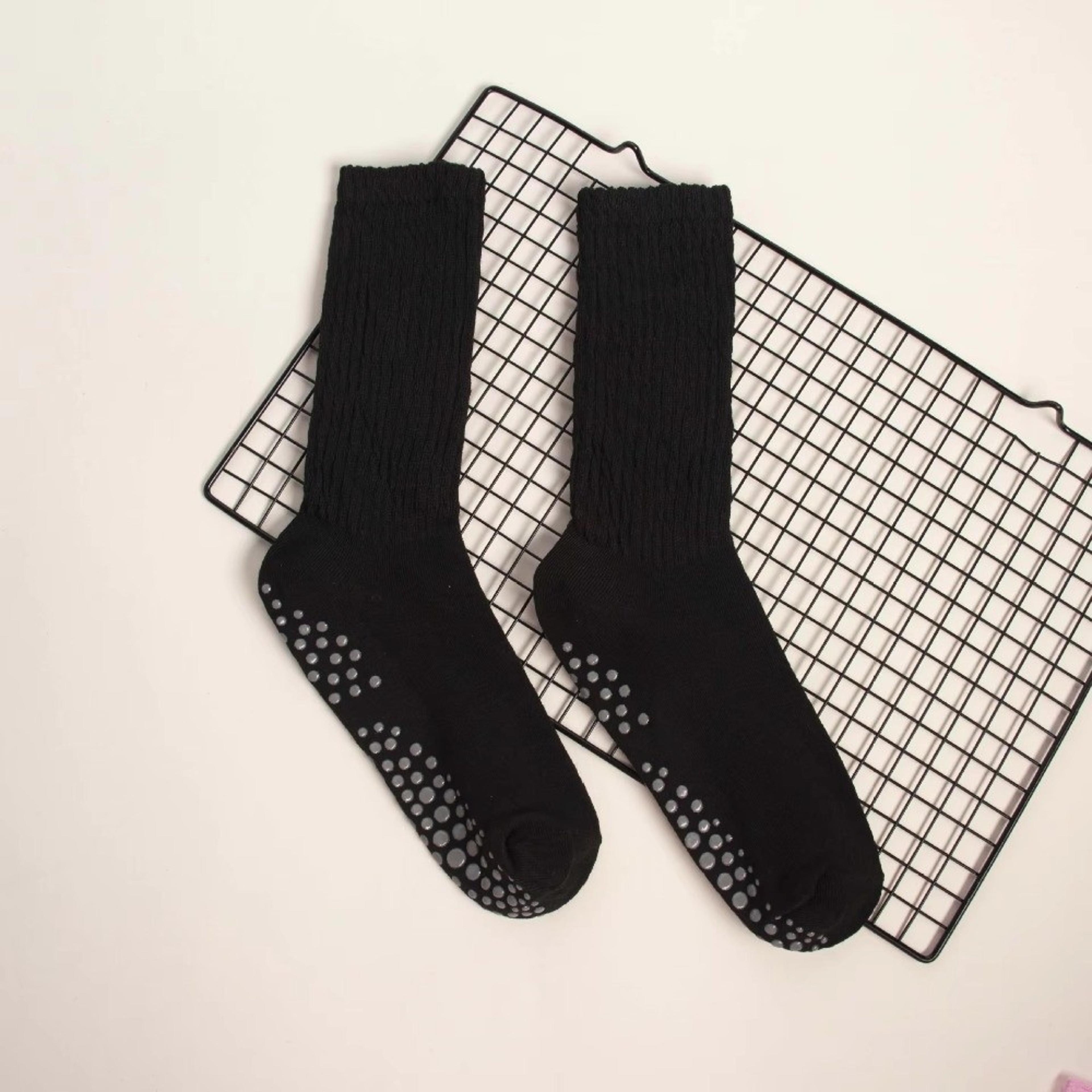 breathable pilates socks women anti slip silicone long tube yoga fitness socks with double bar design