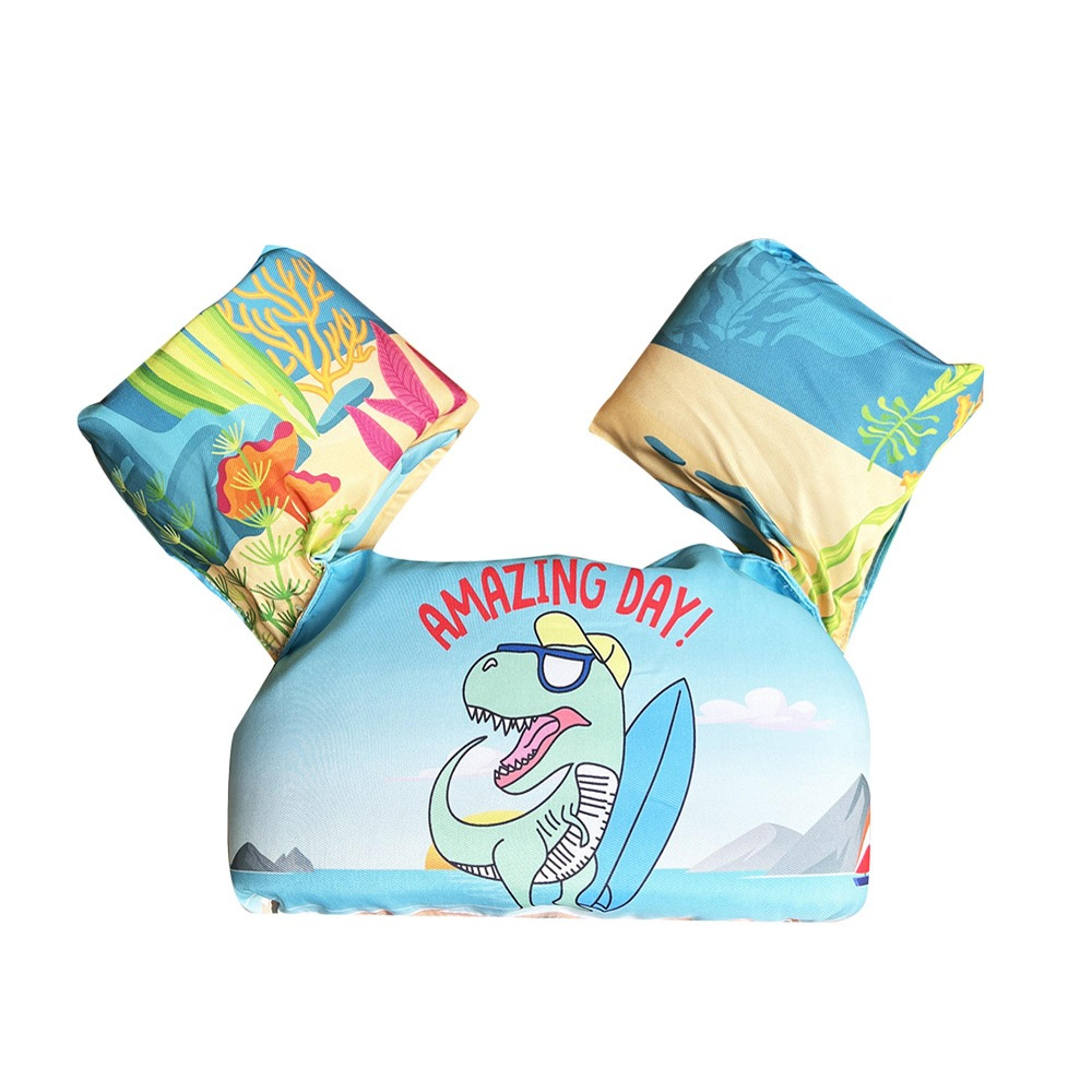 cute summer cartoon kids swimming ring tube, breathable adjustable swim armbands, water play floats