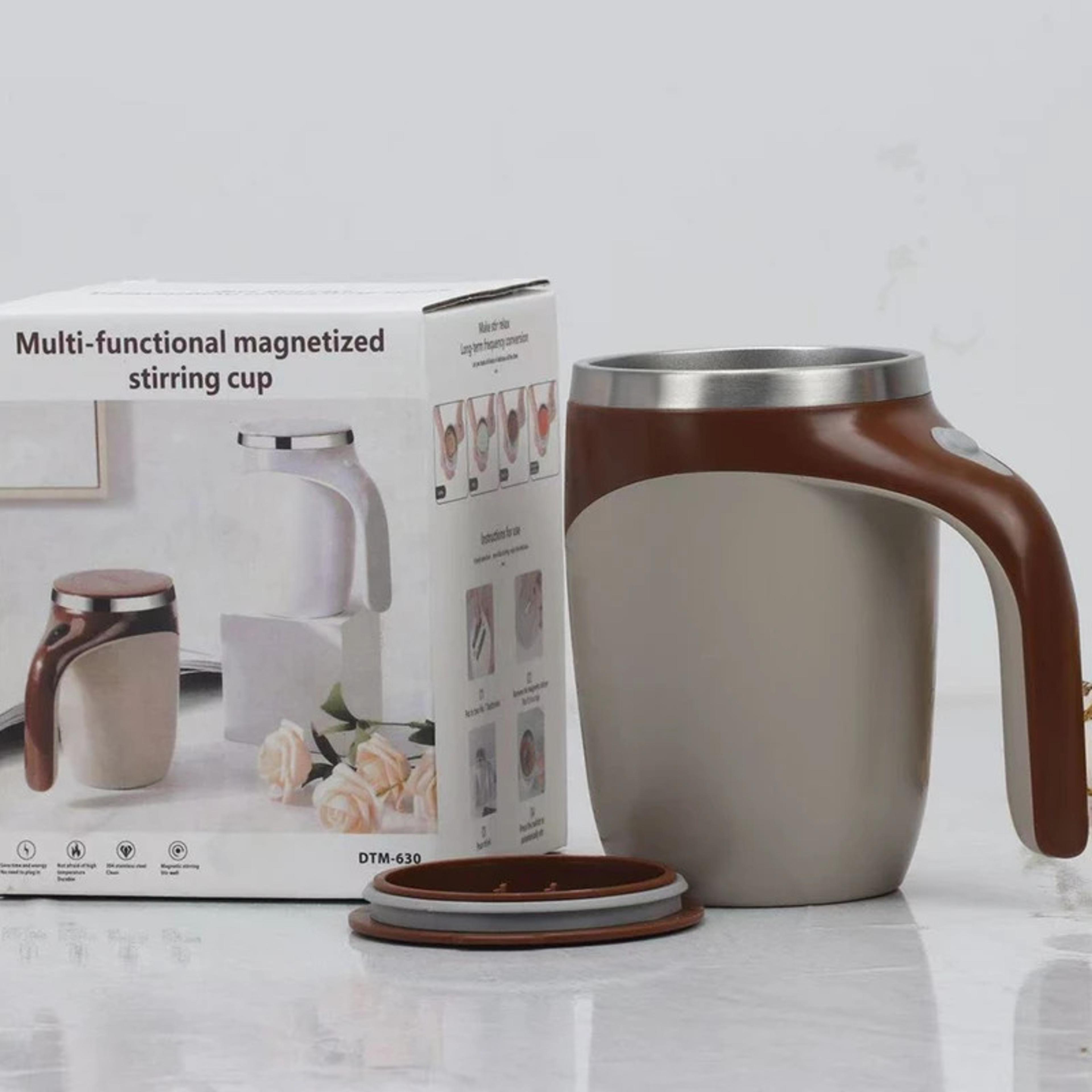 magnetic rotating electric lazy coffee stirring cup, stainless steel auto stirring milk cup mark cup