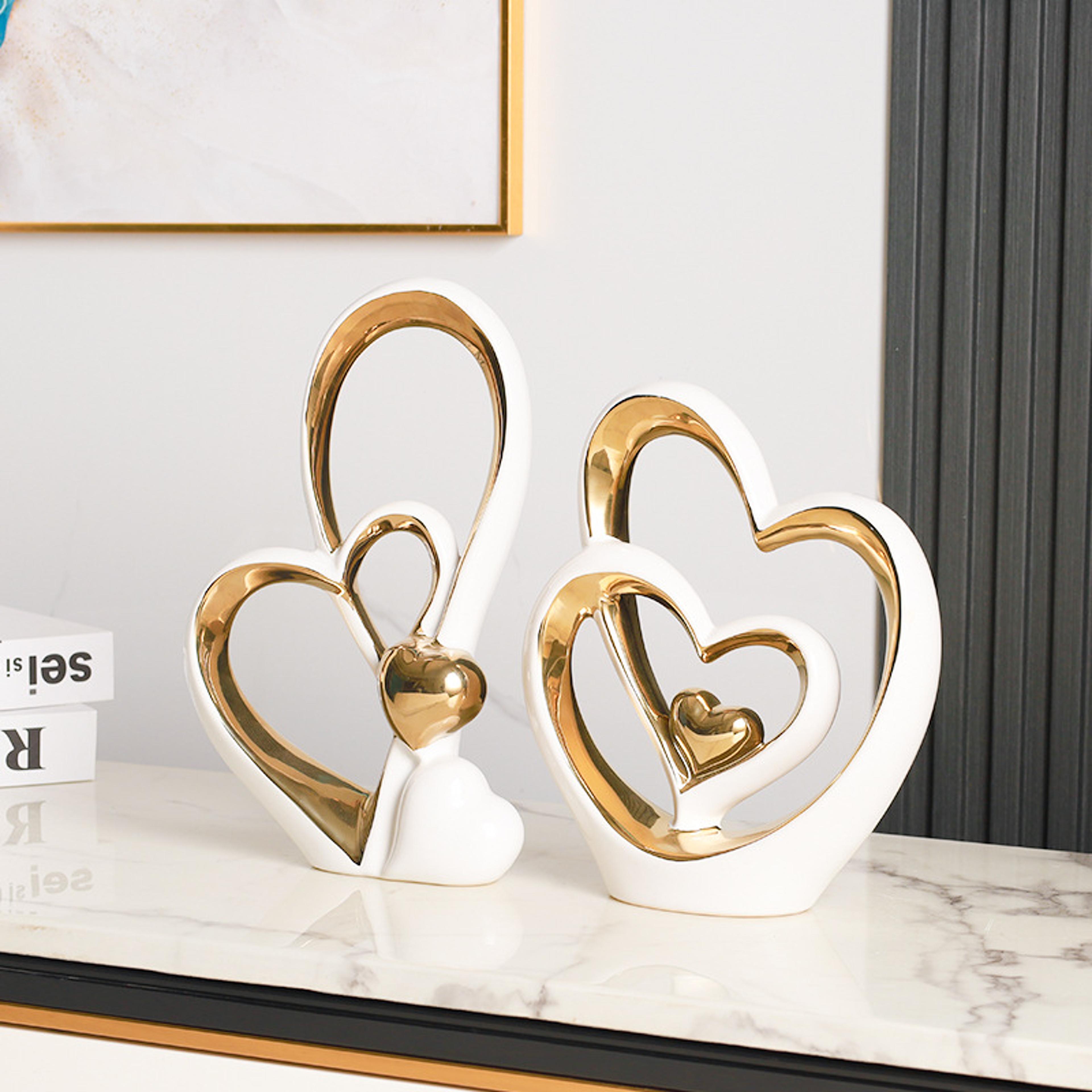 luxury heart-shaped minimalist decor for living room, wine bar & tv cabinet