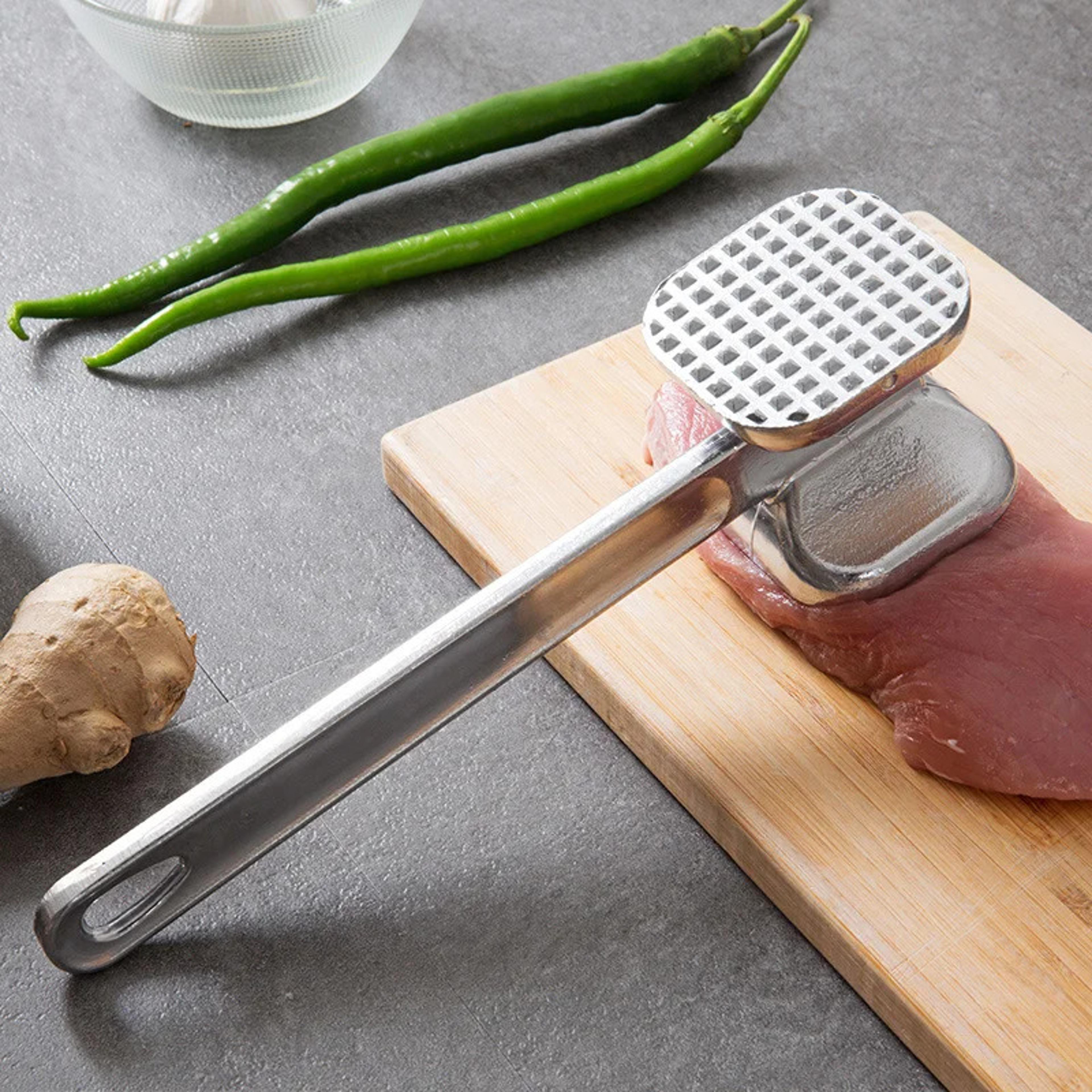 double-sided meat hammer with aluminum alloy, steak hammer, loose beef tenderizer, kitchen accessory