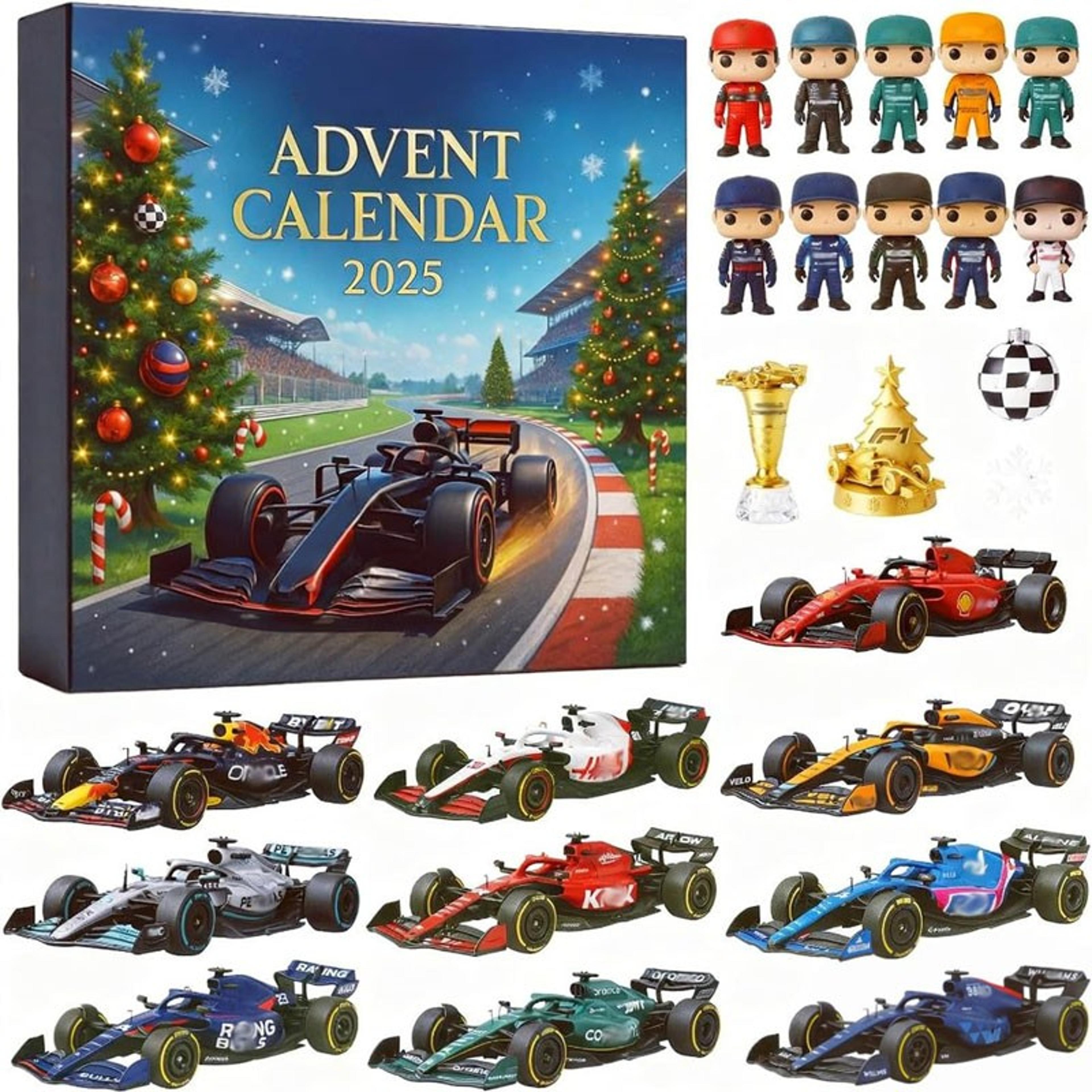 christmas arrival calendar countdown, four-wheel drive racing car surprise blind box tree pendant
