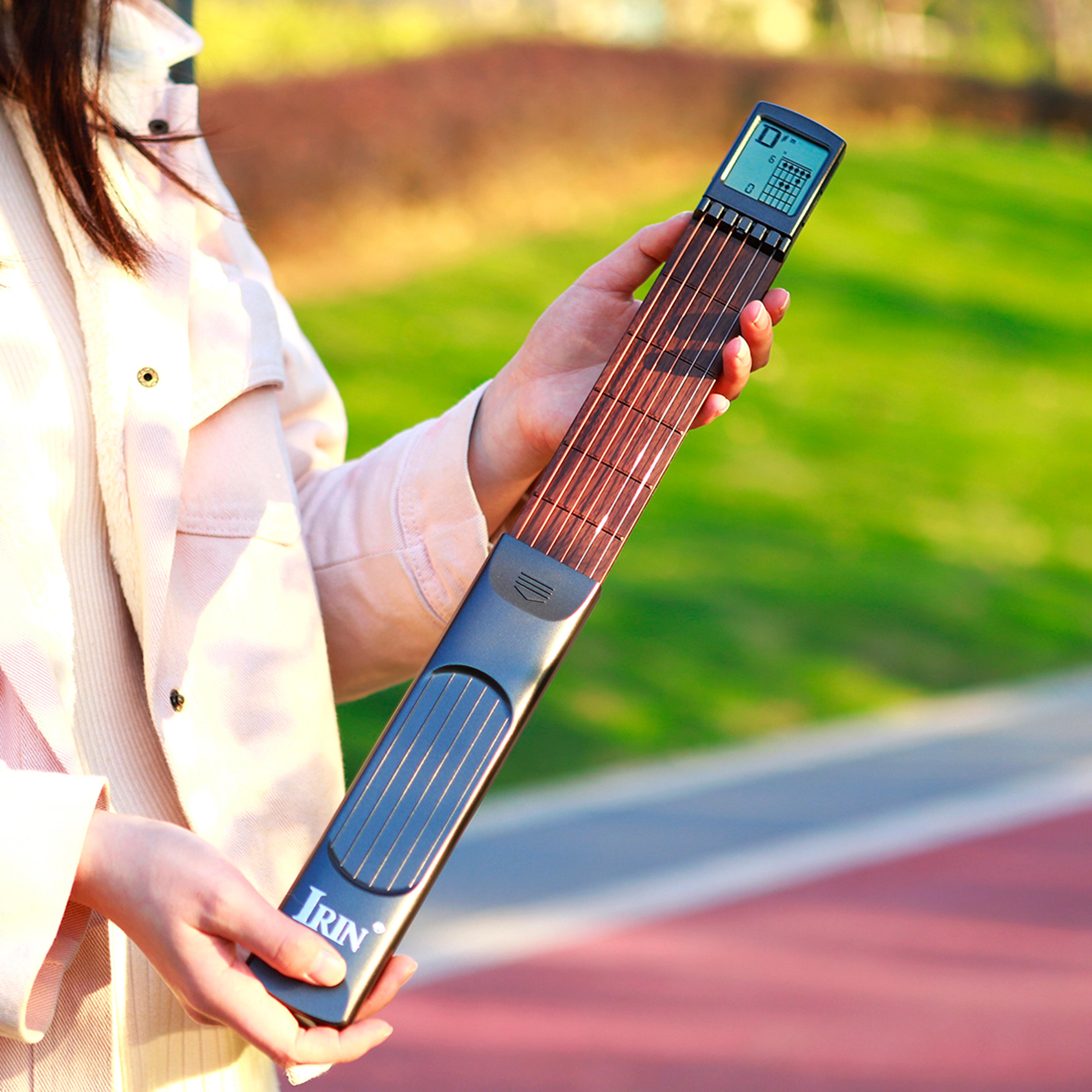 beginner fret guitar finger trainer, screen display with progressive training