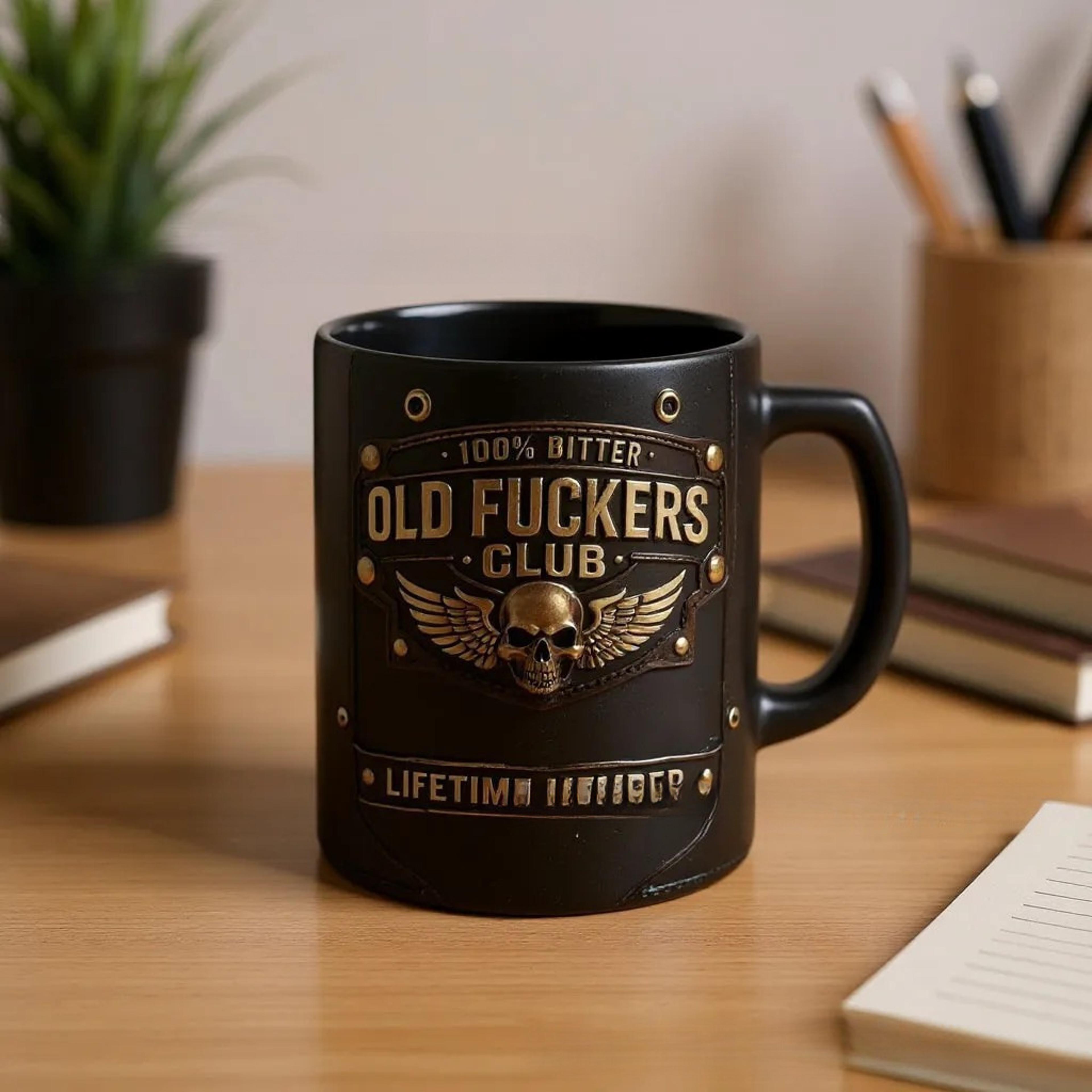 creative and personalized old guys club mug, coffee cup, office and home drinking cup, ideal gift