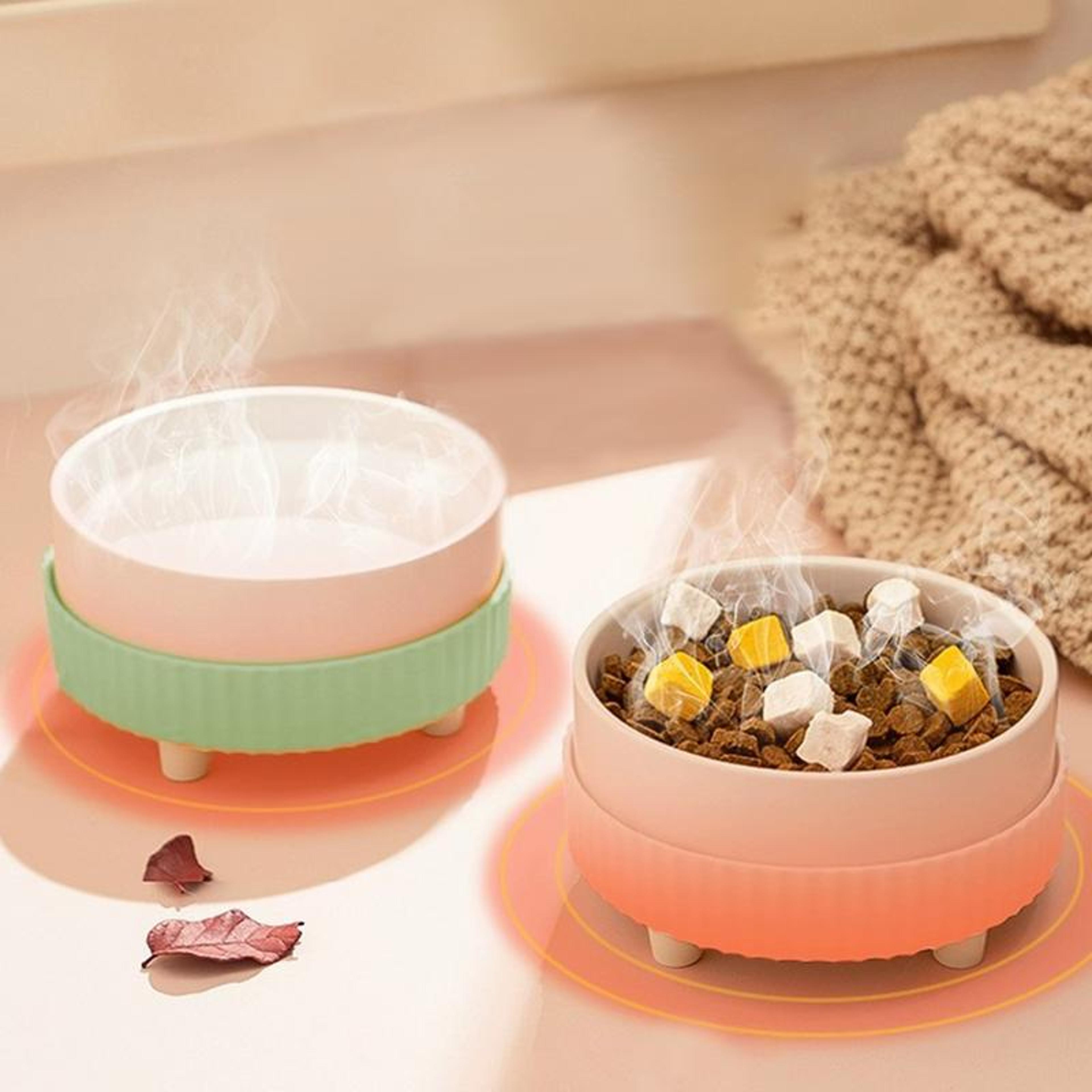rechargeable pet water heating bowl, heated cat bowl, detachable ceramic
