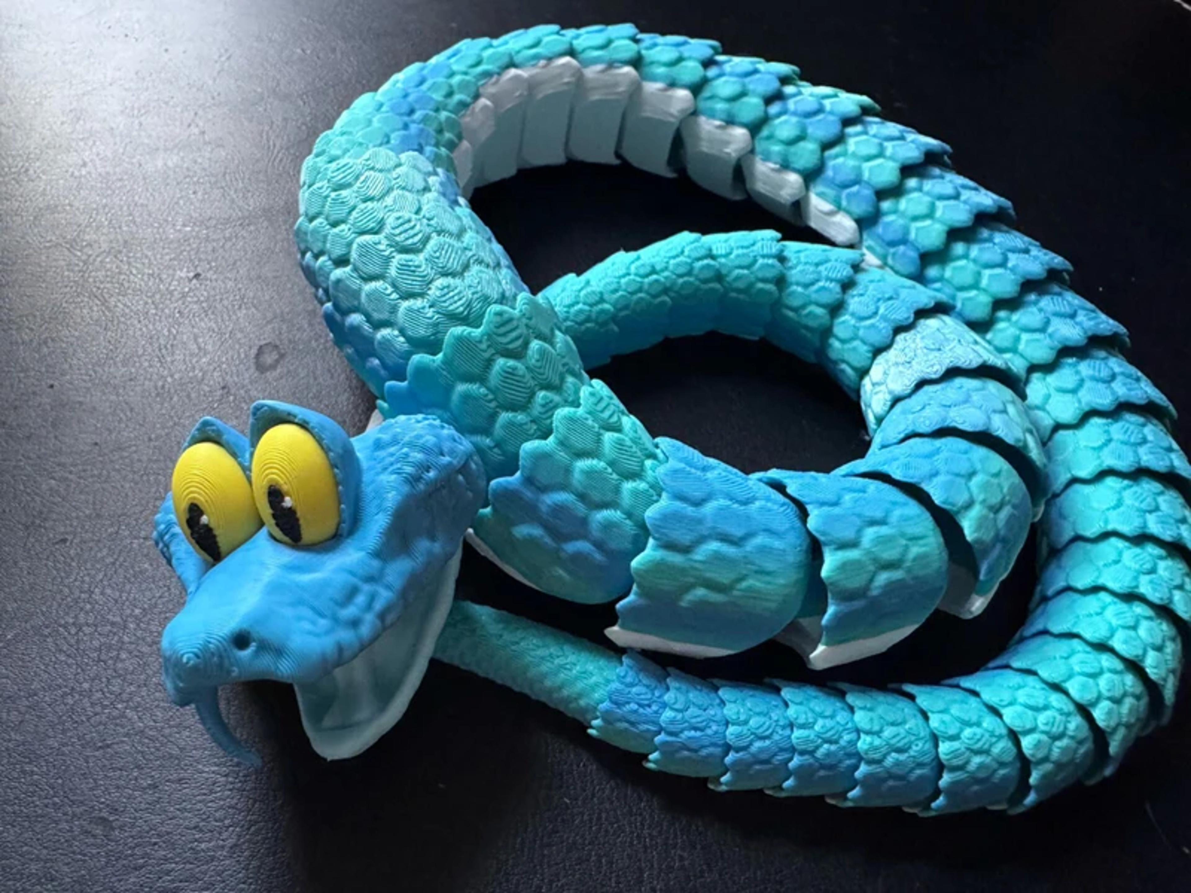 movable joint fidget toys, printed snake realistic snake statue, animal model office desk ornament