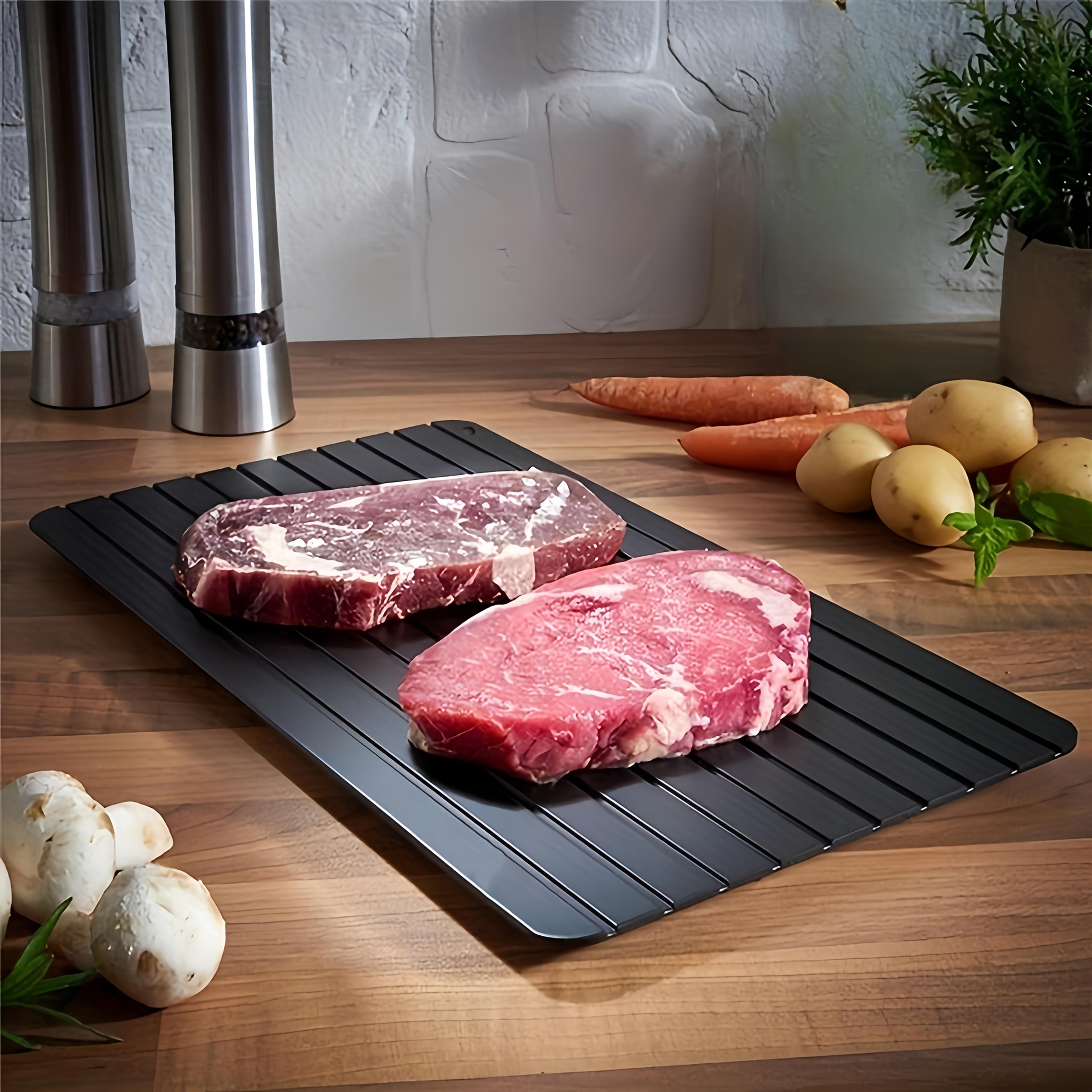 large size thawing plate for frozen meat, fast defrosting tray with groove design for safer kitchen use
