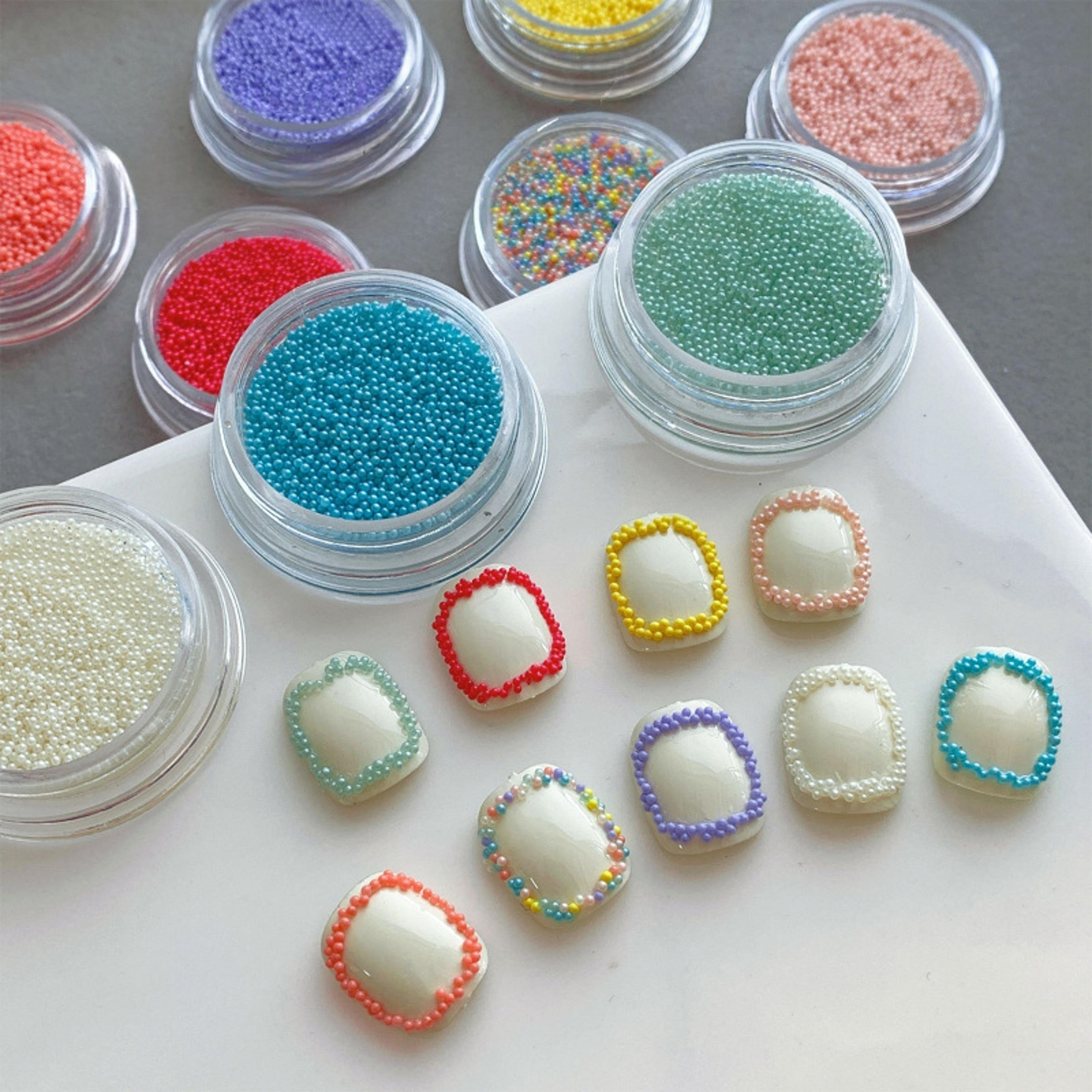 diy pastel pink white resin pearl decor, dopamine color caviar nail beads for elegant nail art, perfect for women & girl