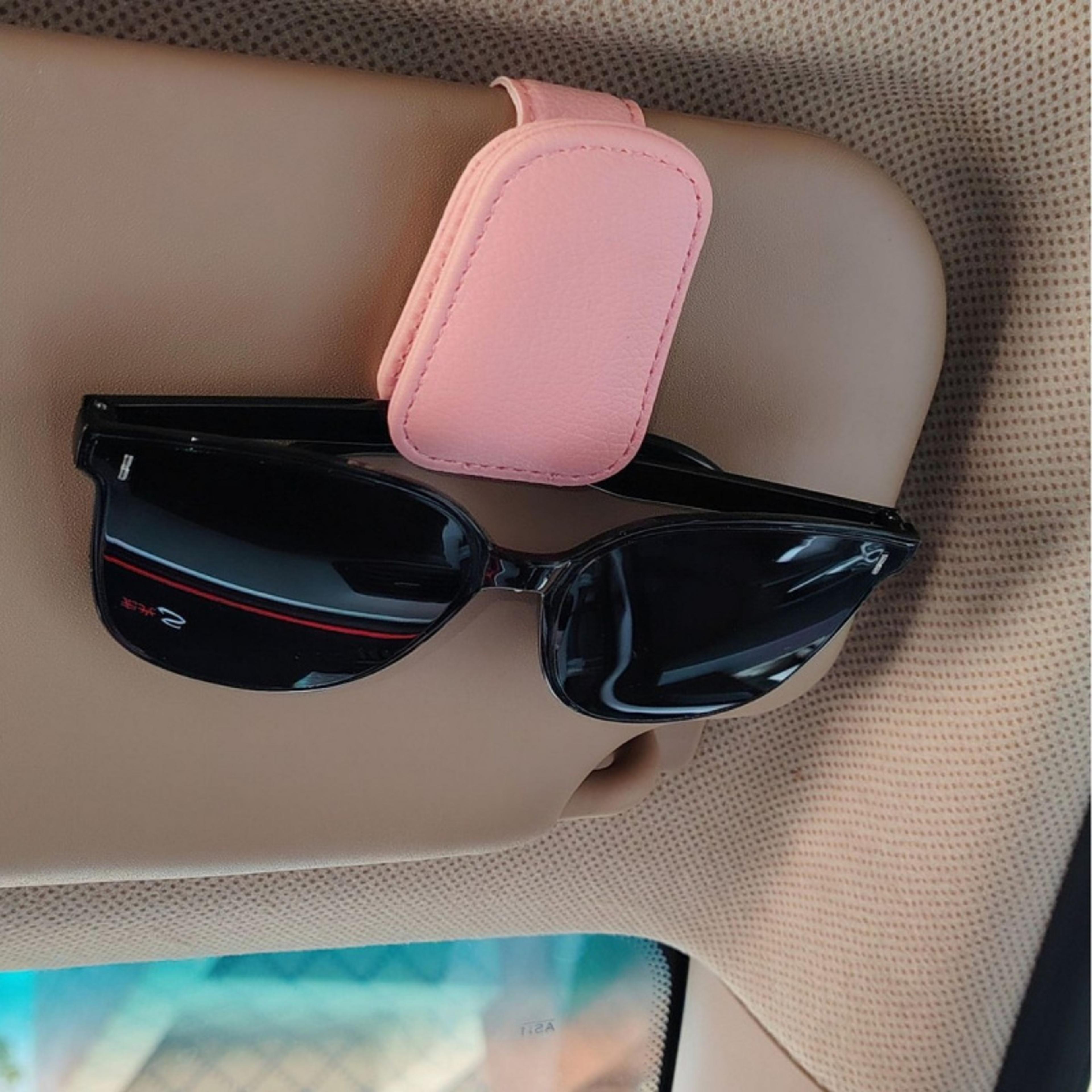 sunglasses glasses clip, multifunctional leather car visor clip holder, auto sun visor accessory