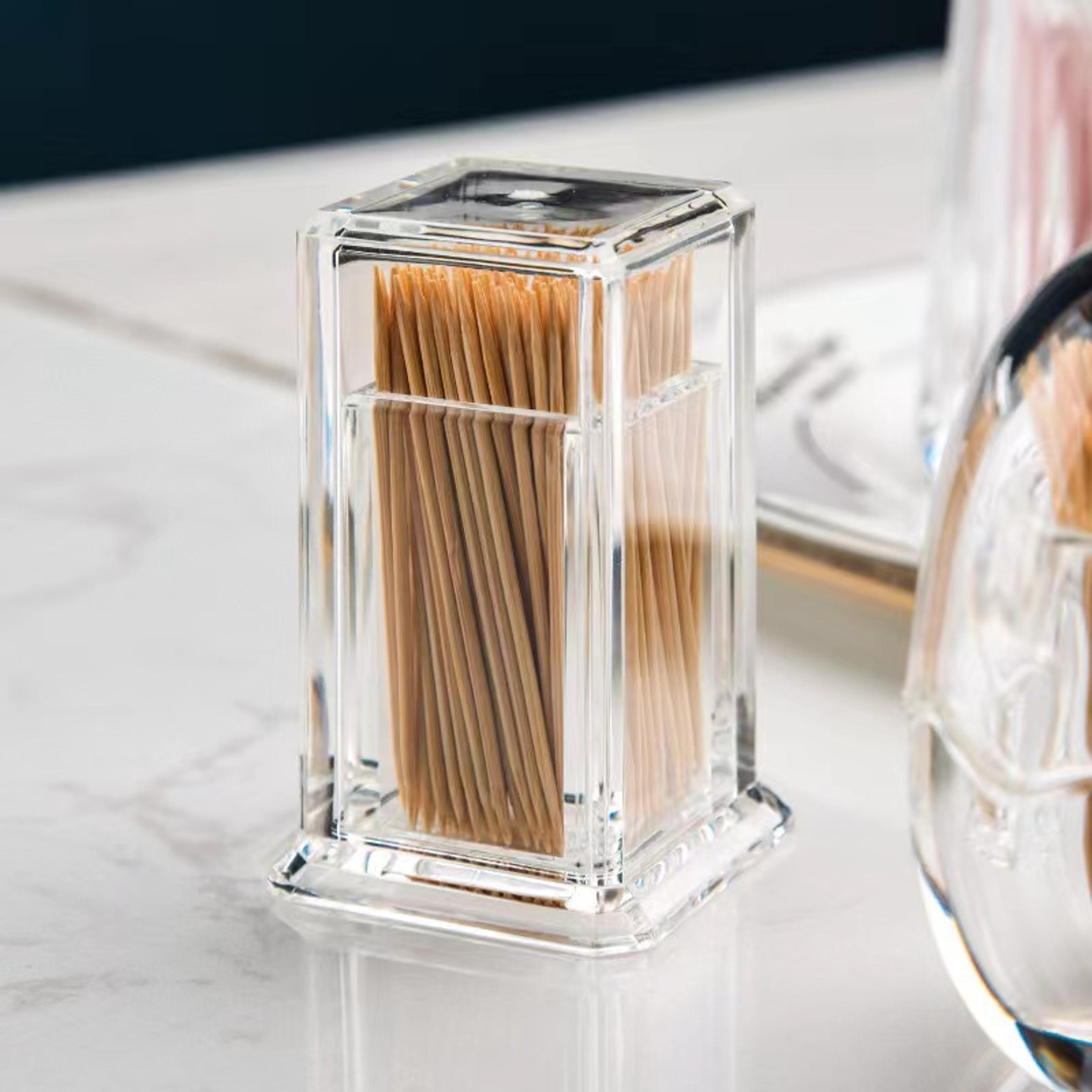high-end transparent toothpick holder, creative rectangular storage box, thickened design for durability