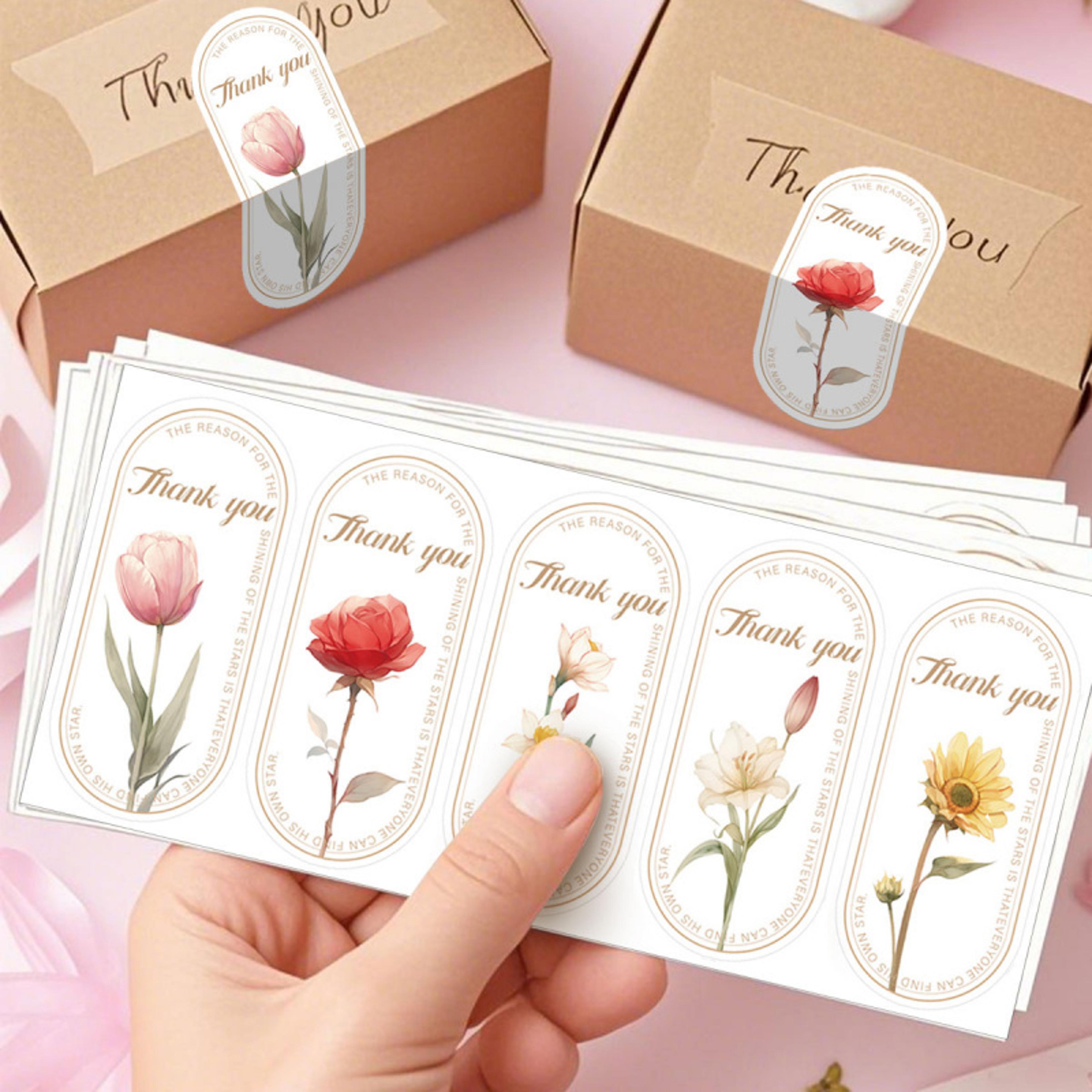 oval english thank you sealing label, vintage exquisite floral thank you stickers, elegant sealing tags