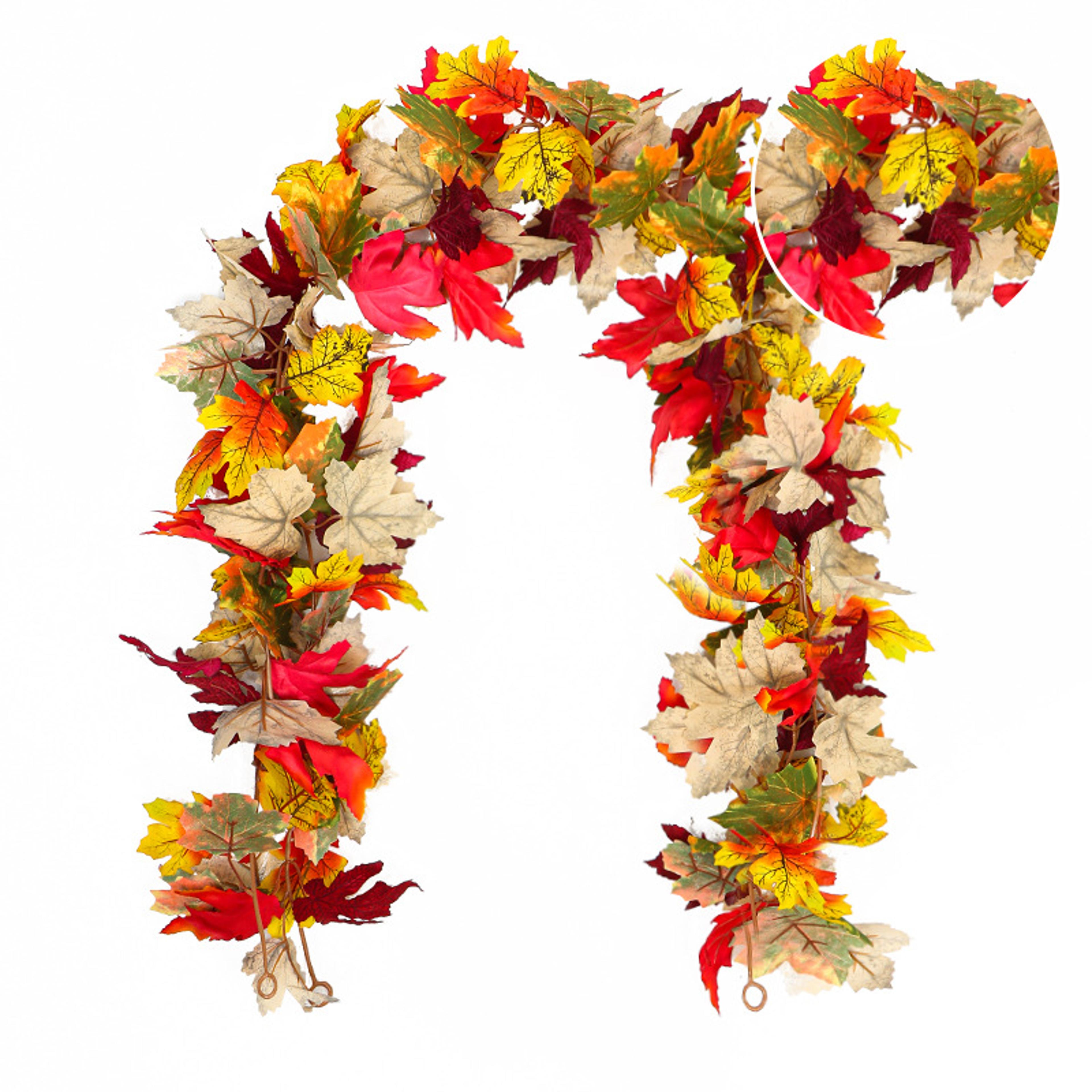autumn decor, artificial maple leaf garland, fake fallen leaves for thanksgiving, halloween, wedding, xmas, festivals