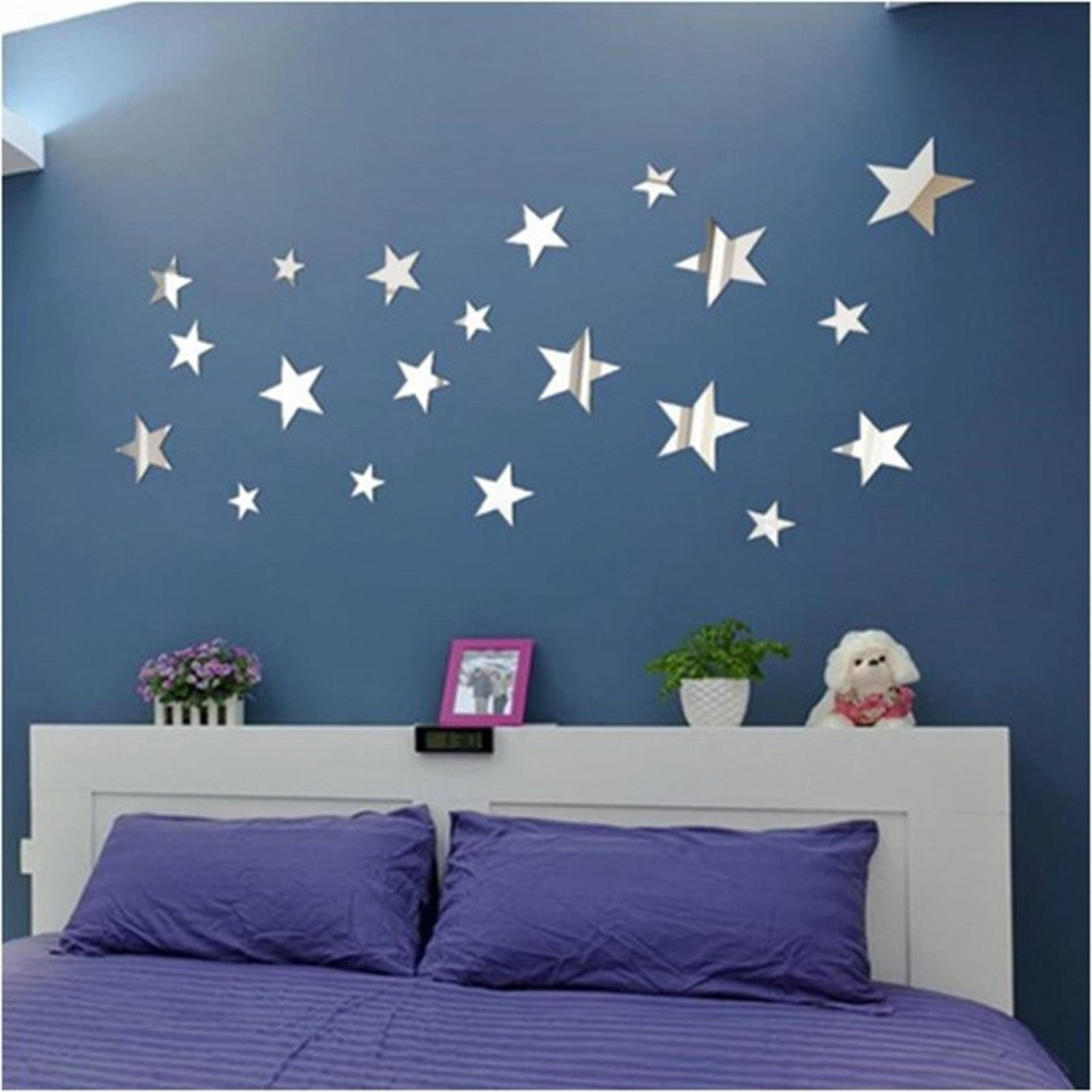 self-adhesive acrylic wall decals, mirror star wall stickers for office, cafe, restaurant, shop decor