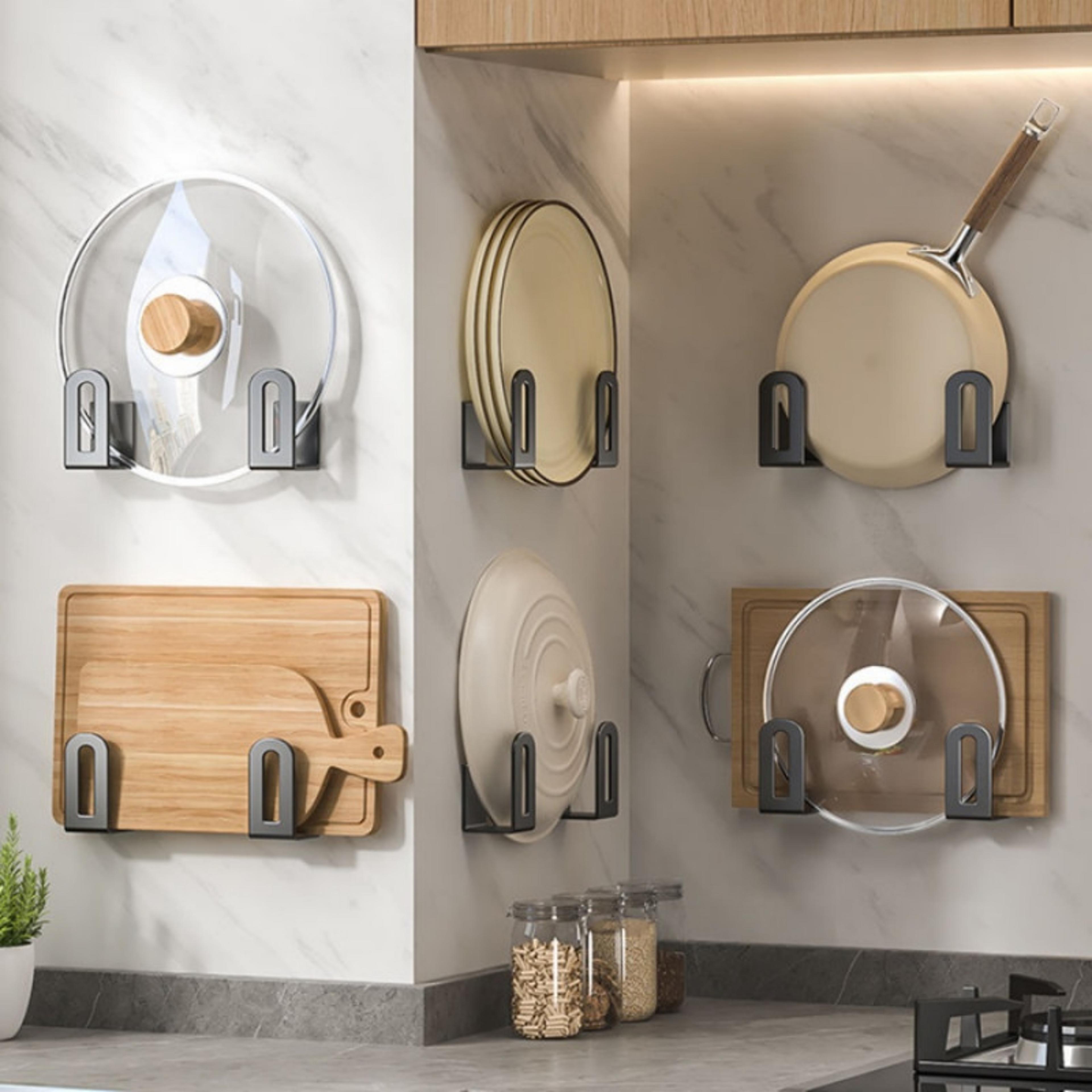 wall-mounted pot lid rack, kitchen storage rack, multi-functional organizer for cutting boards, bathroom, balcony