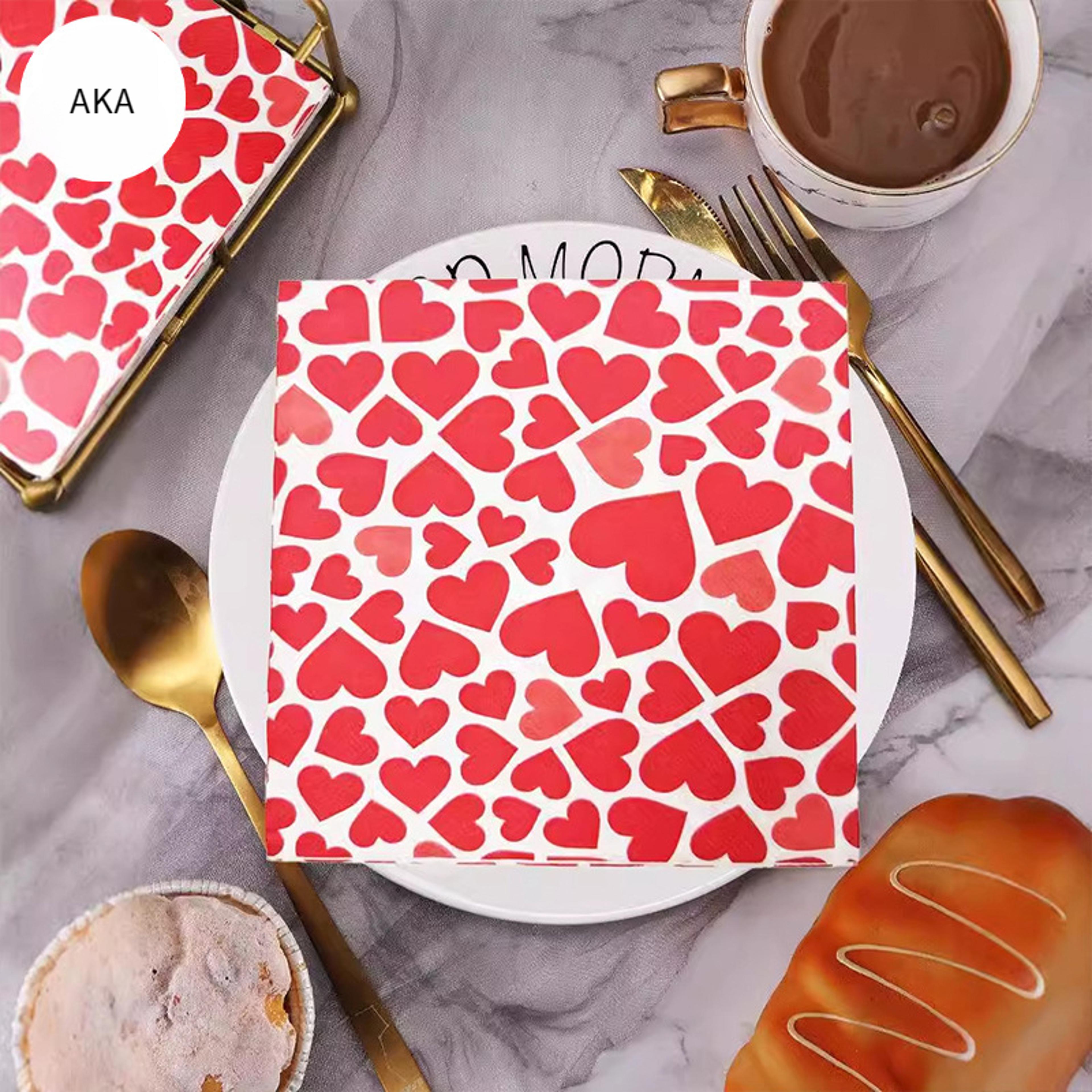 high-end restaurant hotel printed napkins heart square paper for festival celebration disposable napkins