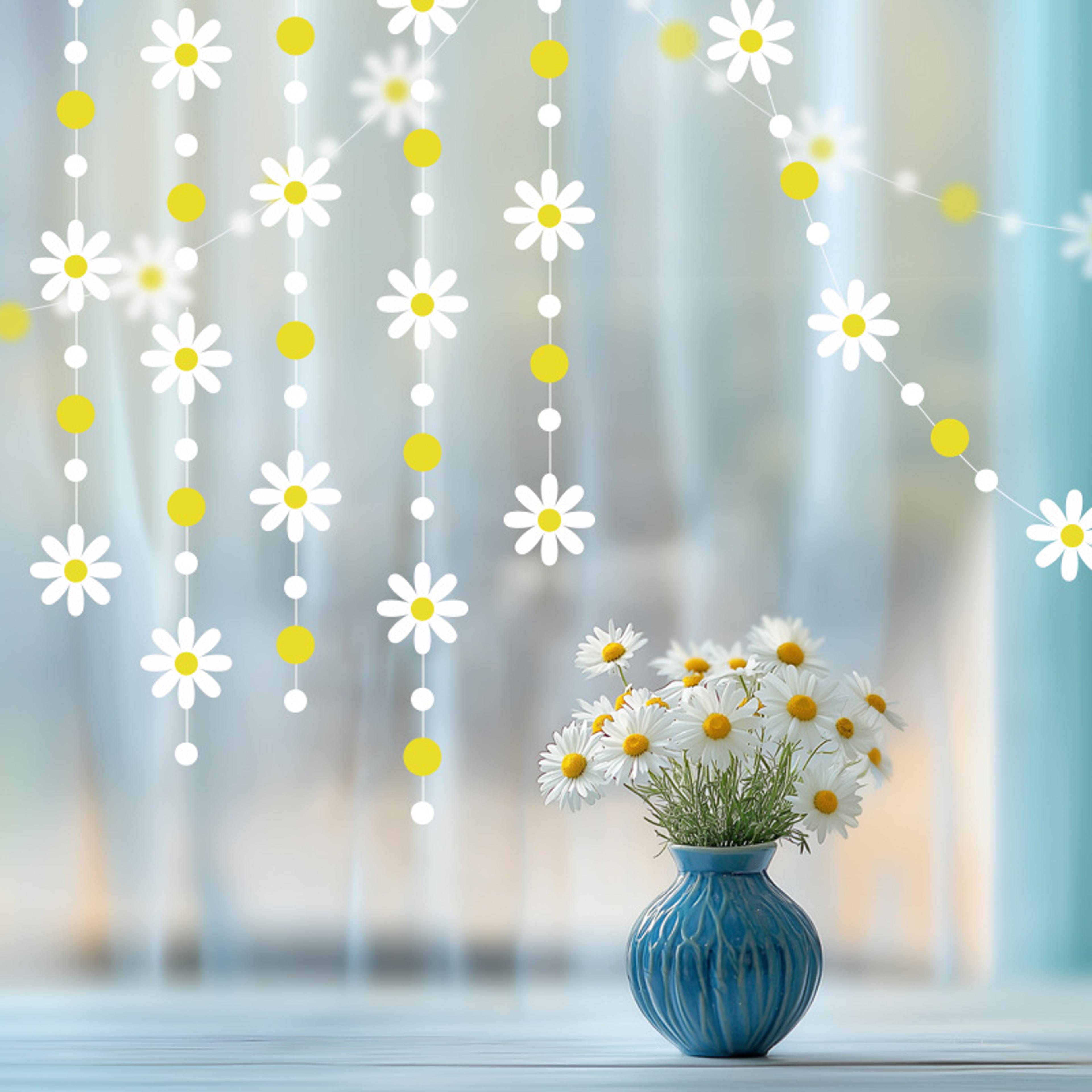 daisy flag flower garland, styleinswind children's birthday party decoration, hanging ornament for room