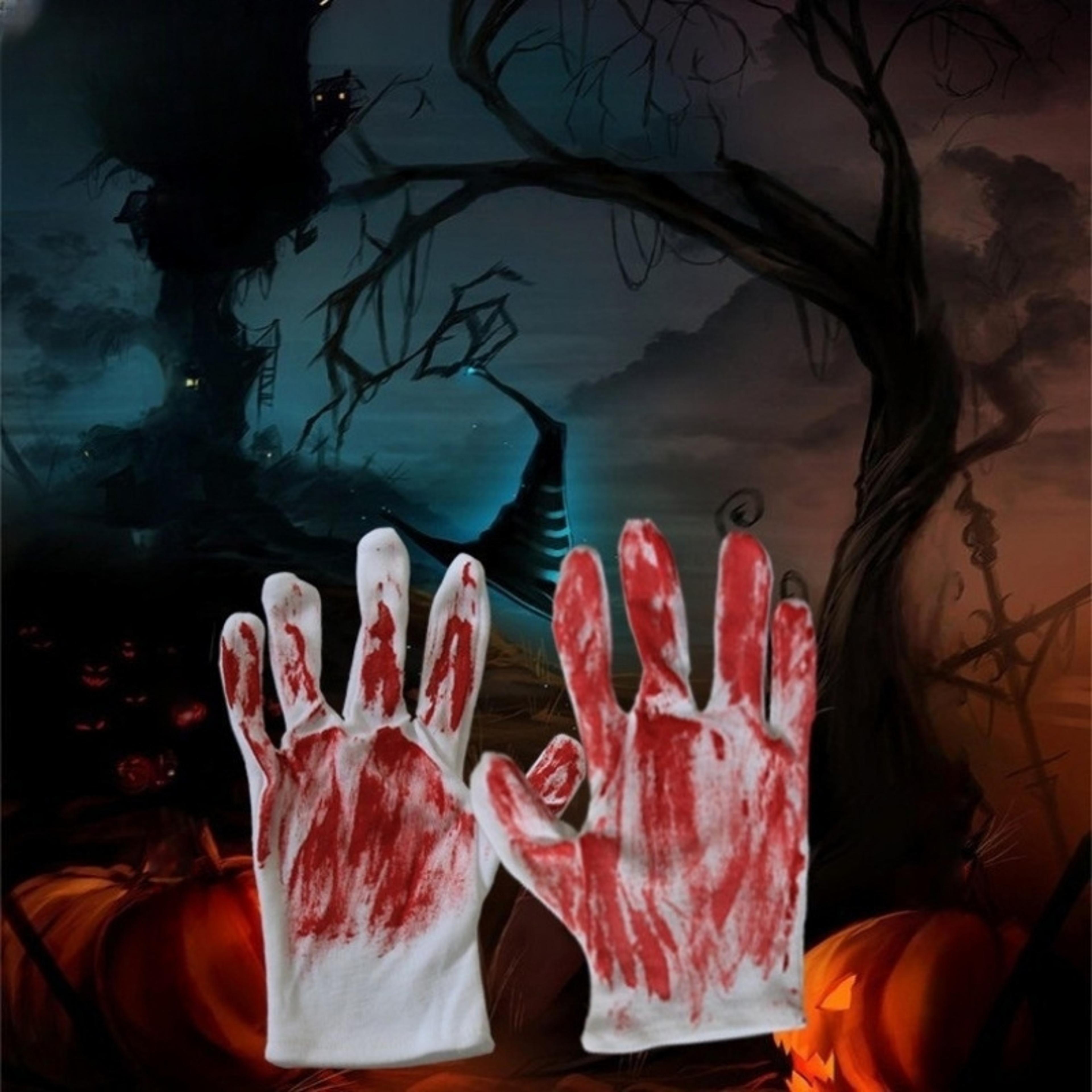 white bloody party makeup gloves, halloween party blood gloves for masquerade, fun prank prop
