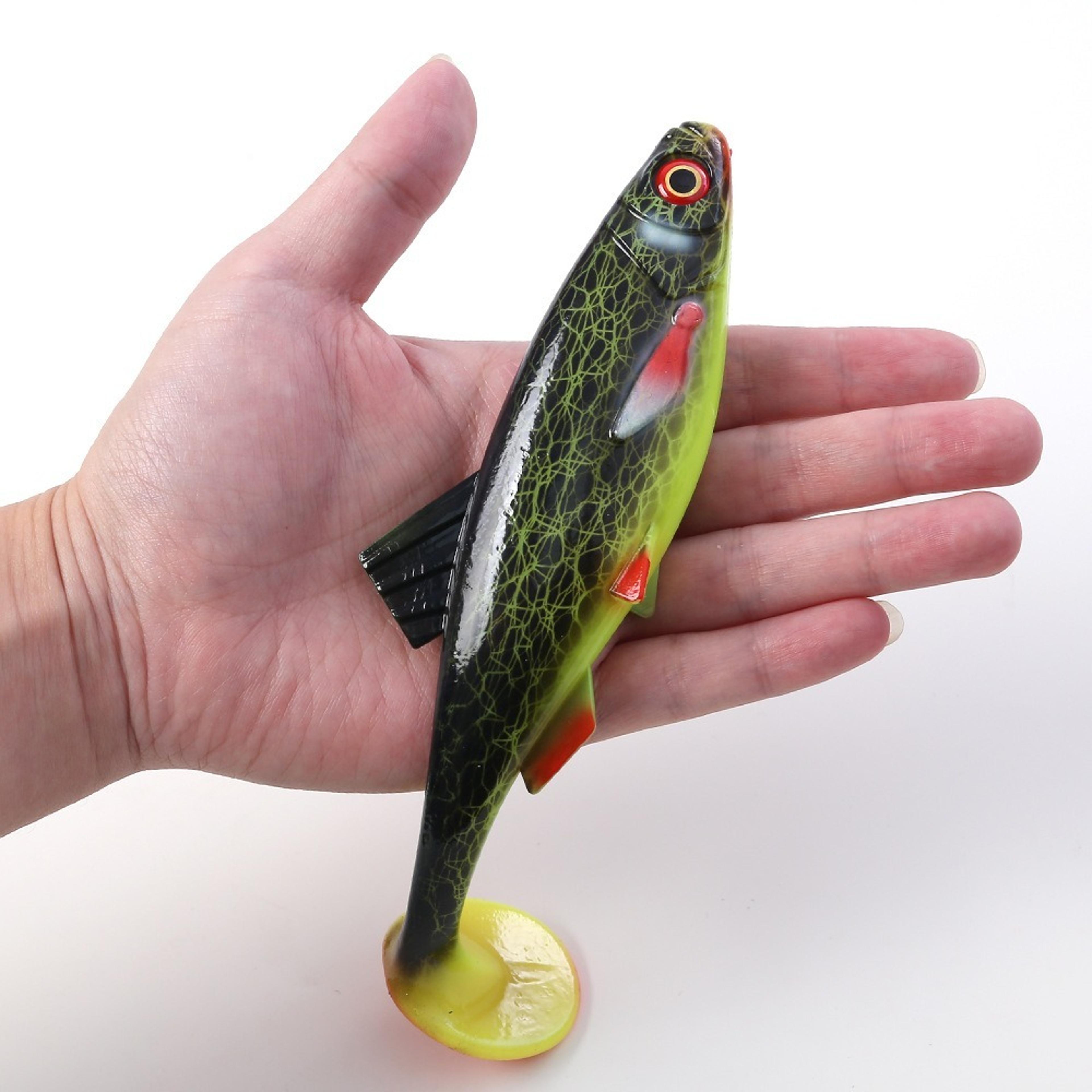 simulated fake bait, soft fishing lures with silicone eyes, t tail artificial fish bait