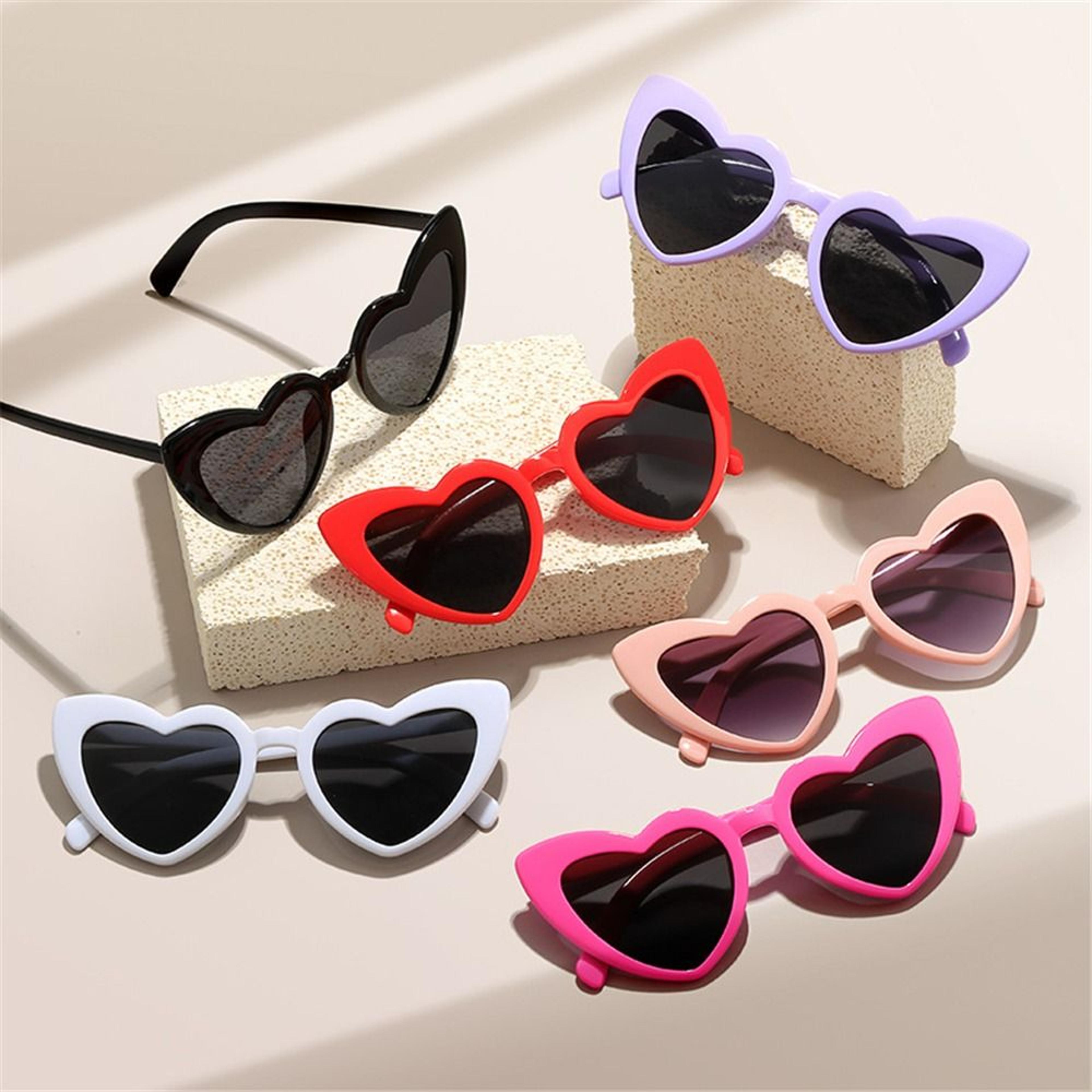 vintage heart-shaped sunglasses, uv protection, pink fashion cycling goggles, irregular street shades