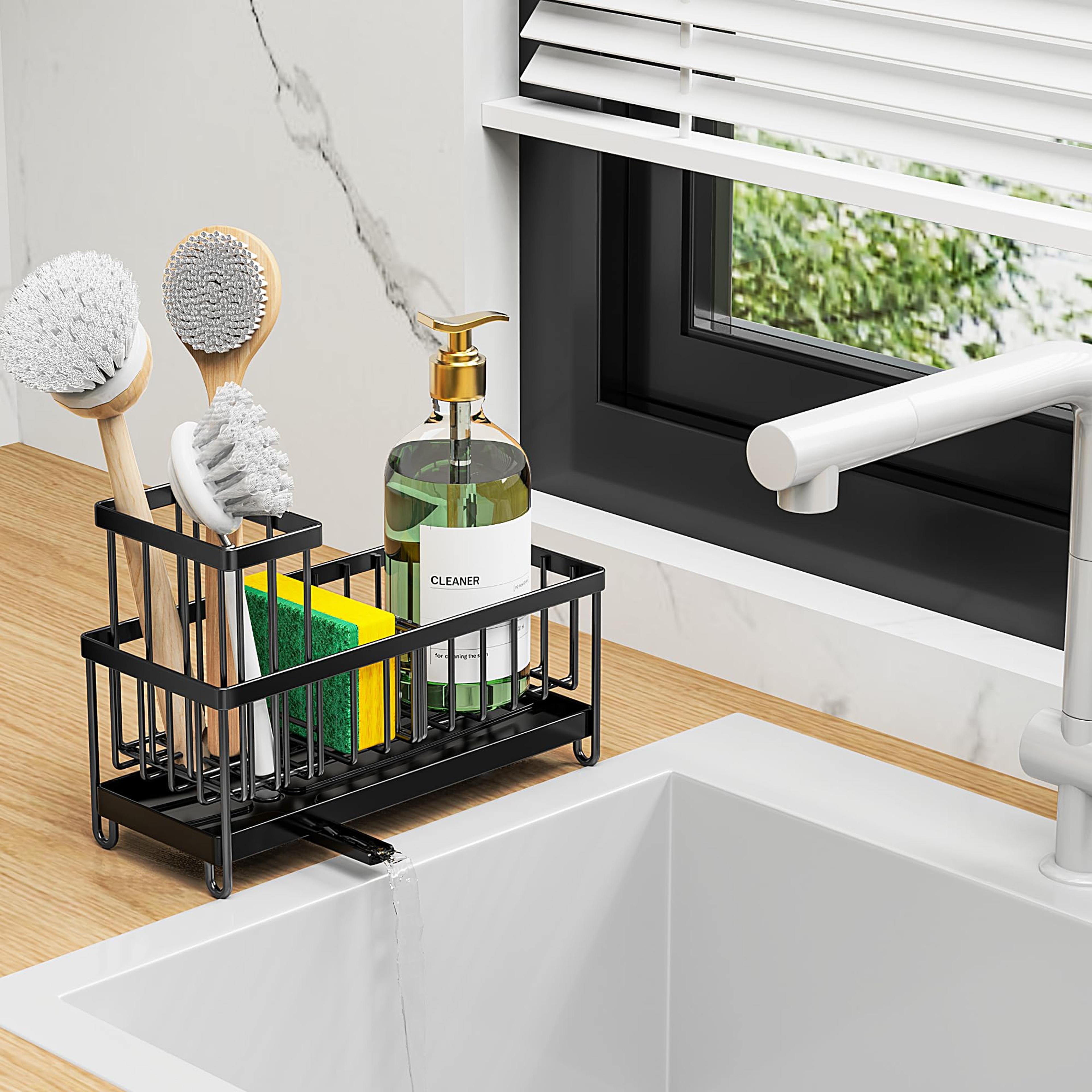 must-have kitchen accessories, kitchen sink sponge holder with high brush rack