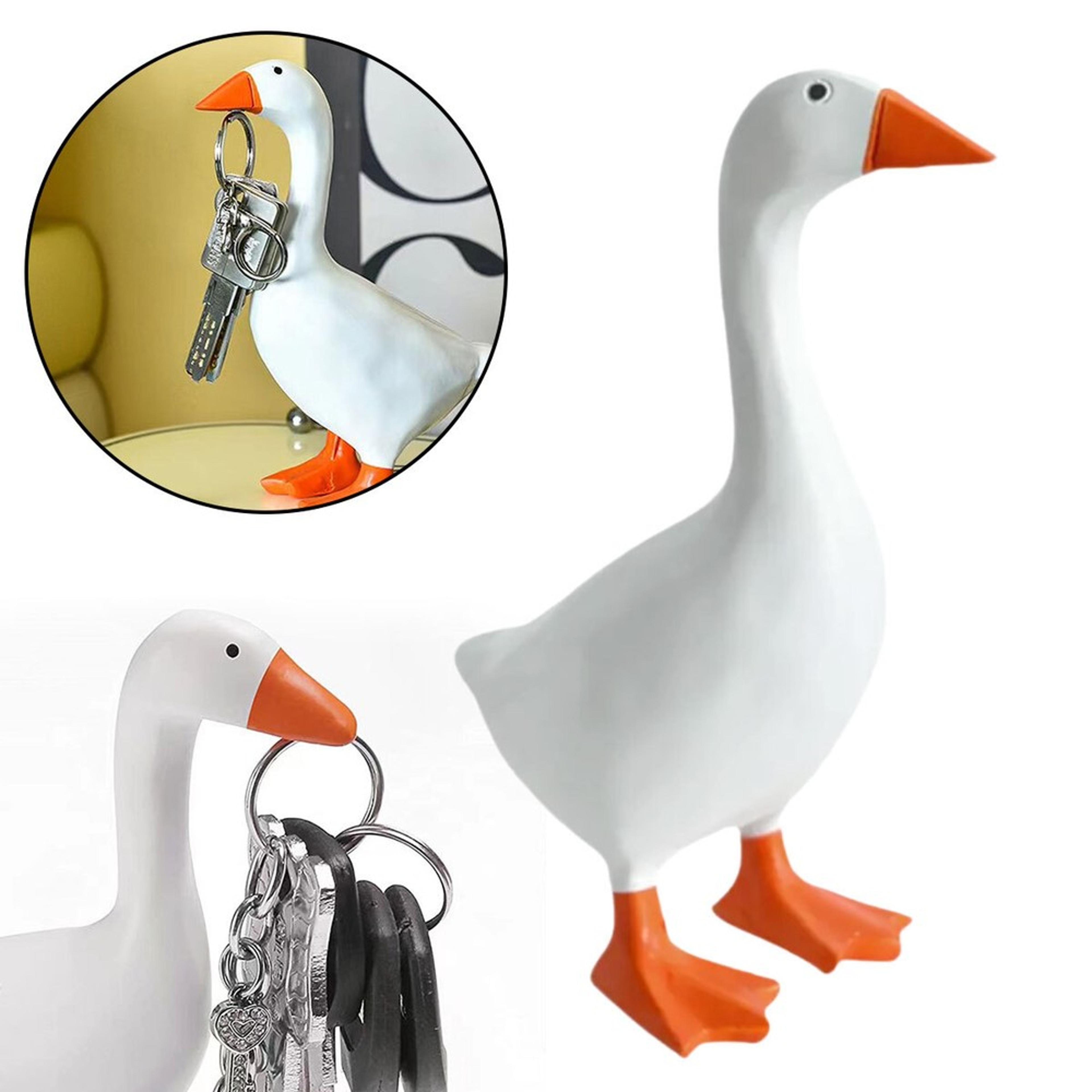 resin decorative figurine, cute magnetic goose key holder, strong magnet for home entryway organizer