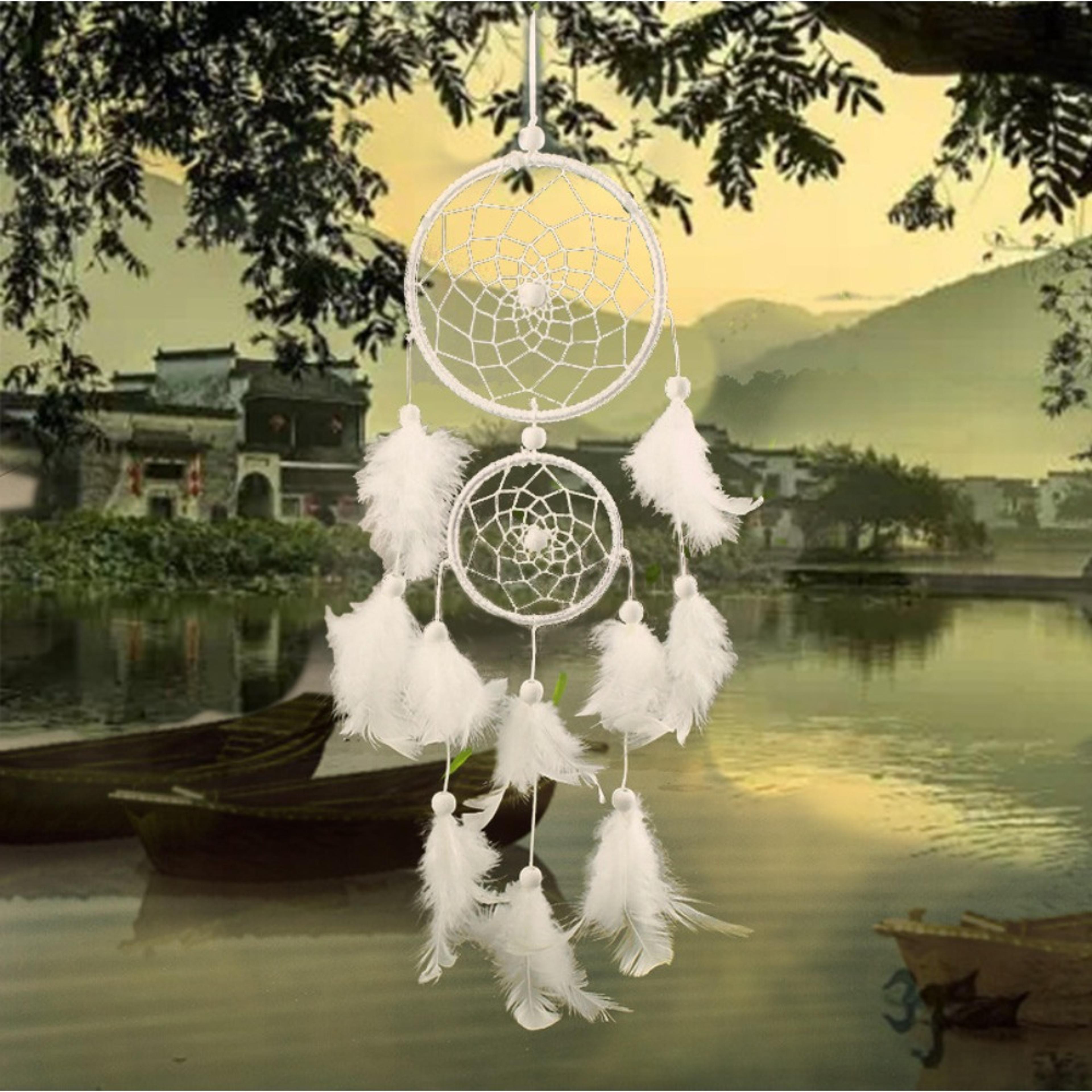boho room decoration, large nordic style dream catcher with wind chimes, home decorative ornament for wall hanging