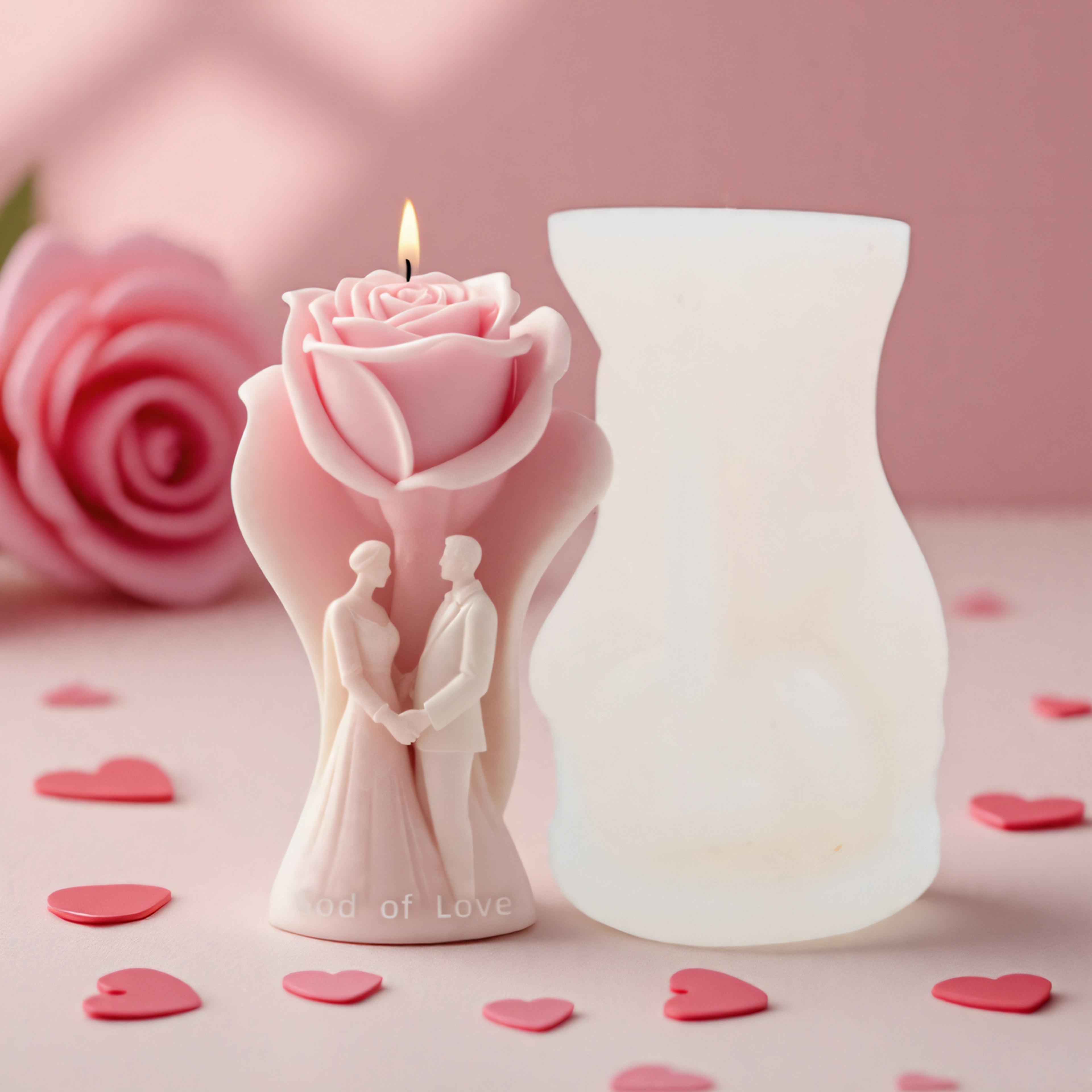 rose couple silicone mold for wedding, valentine's day soap candle, diy aromatherapy epoxy resin craft silicone mold