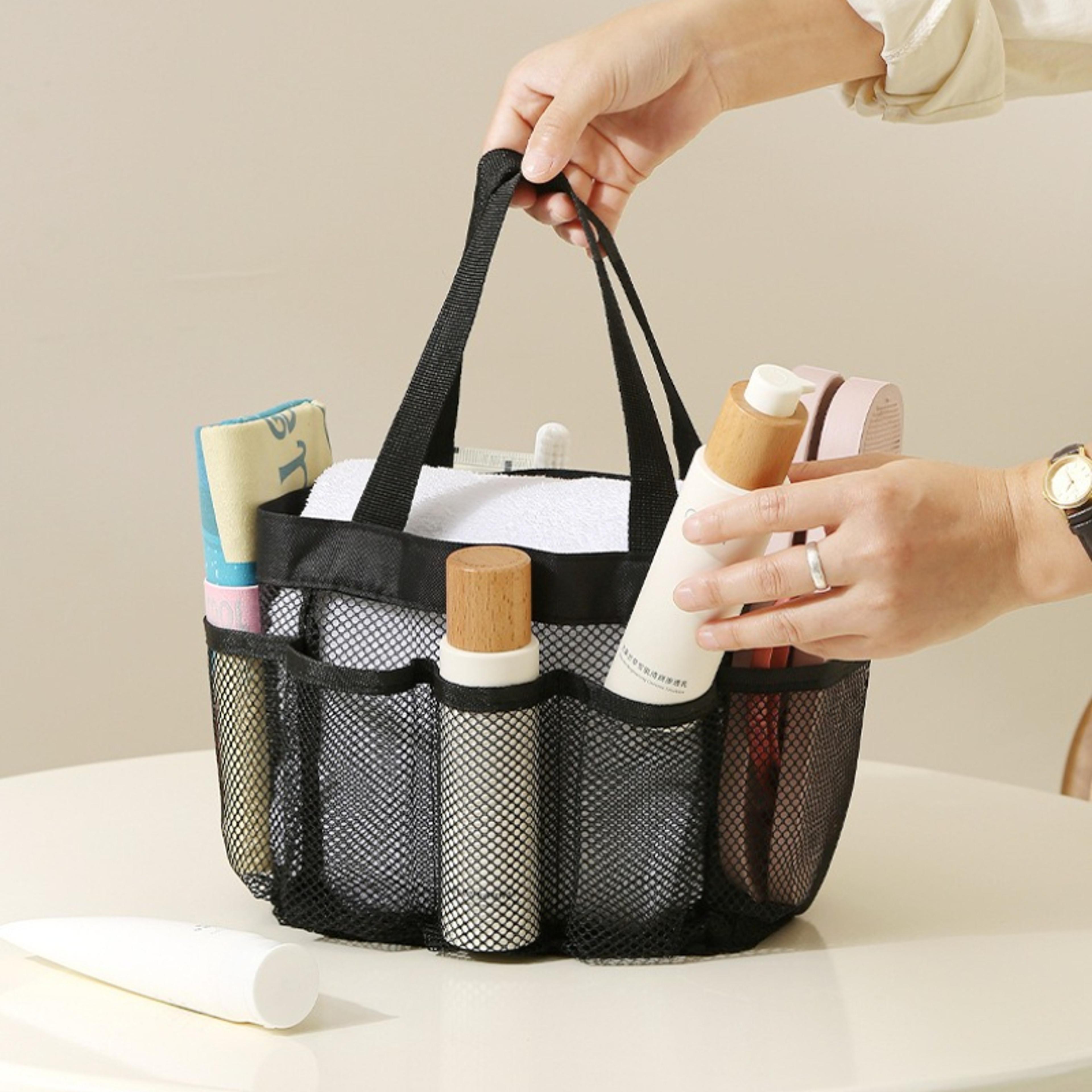 multipurpose clear mesh organizer pouch, waterproof travel bag for beach, gym, accessories, essentials storage