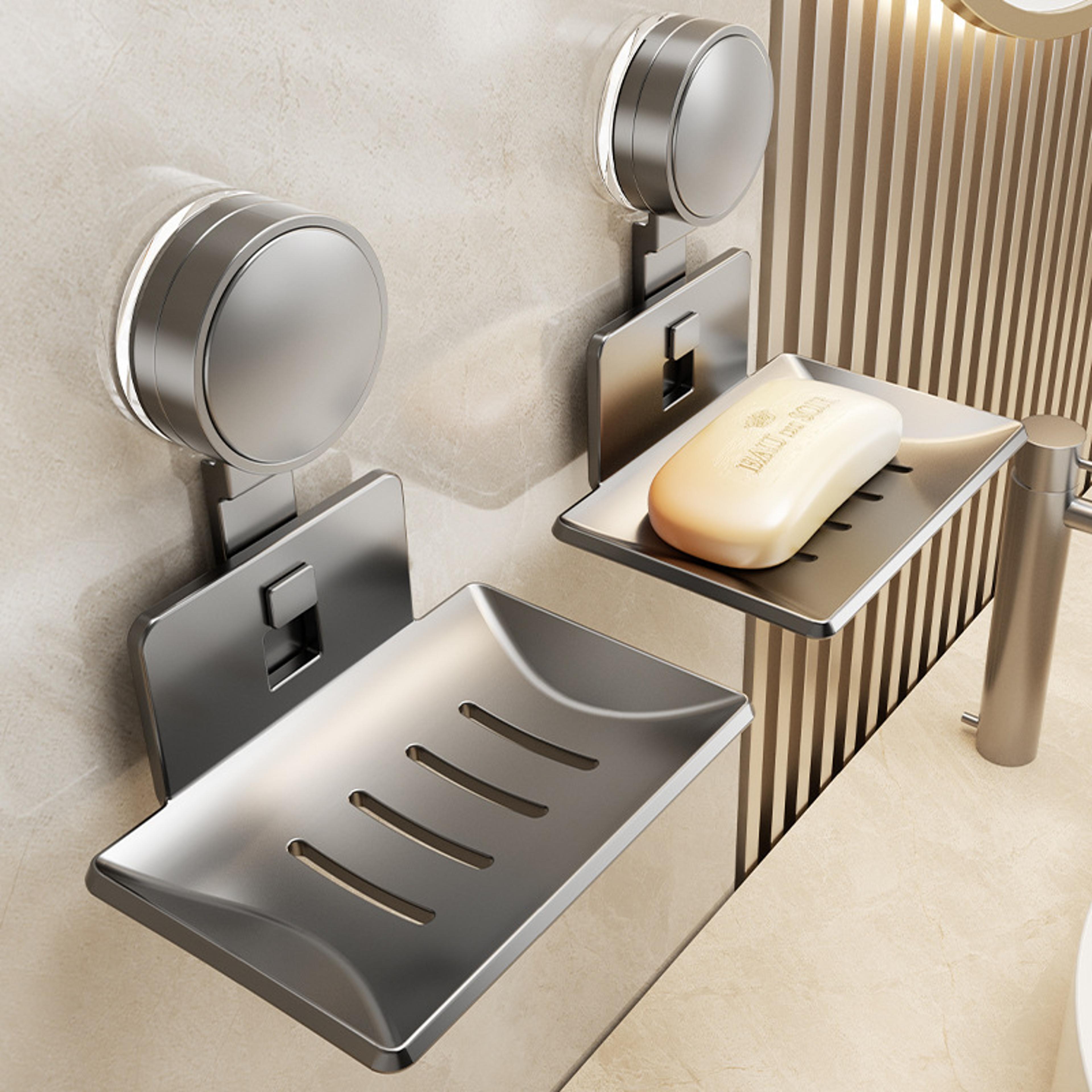 wall-mounted household soap storage rack with suction cup for bathroom and toilet drain box