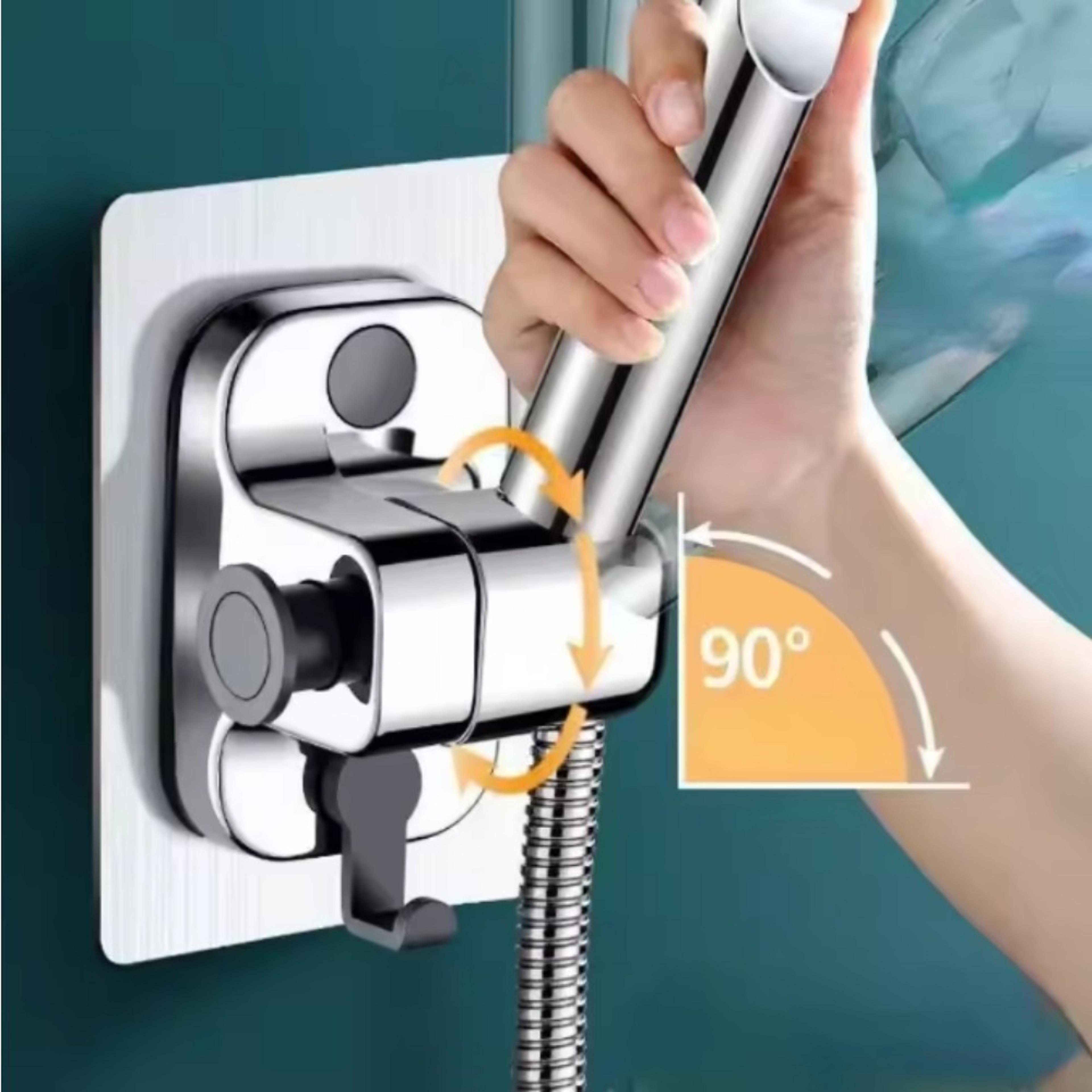 wall mounted adjustable shower holder, self-adhesive showerhead bracket for bathroom accessories