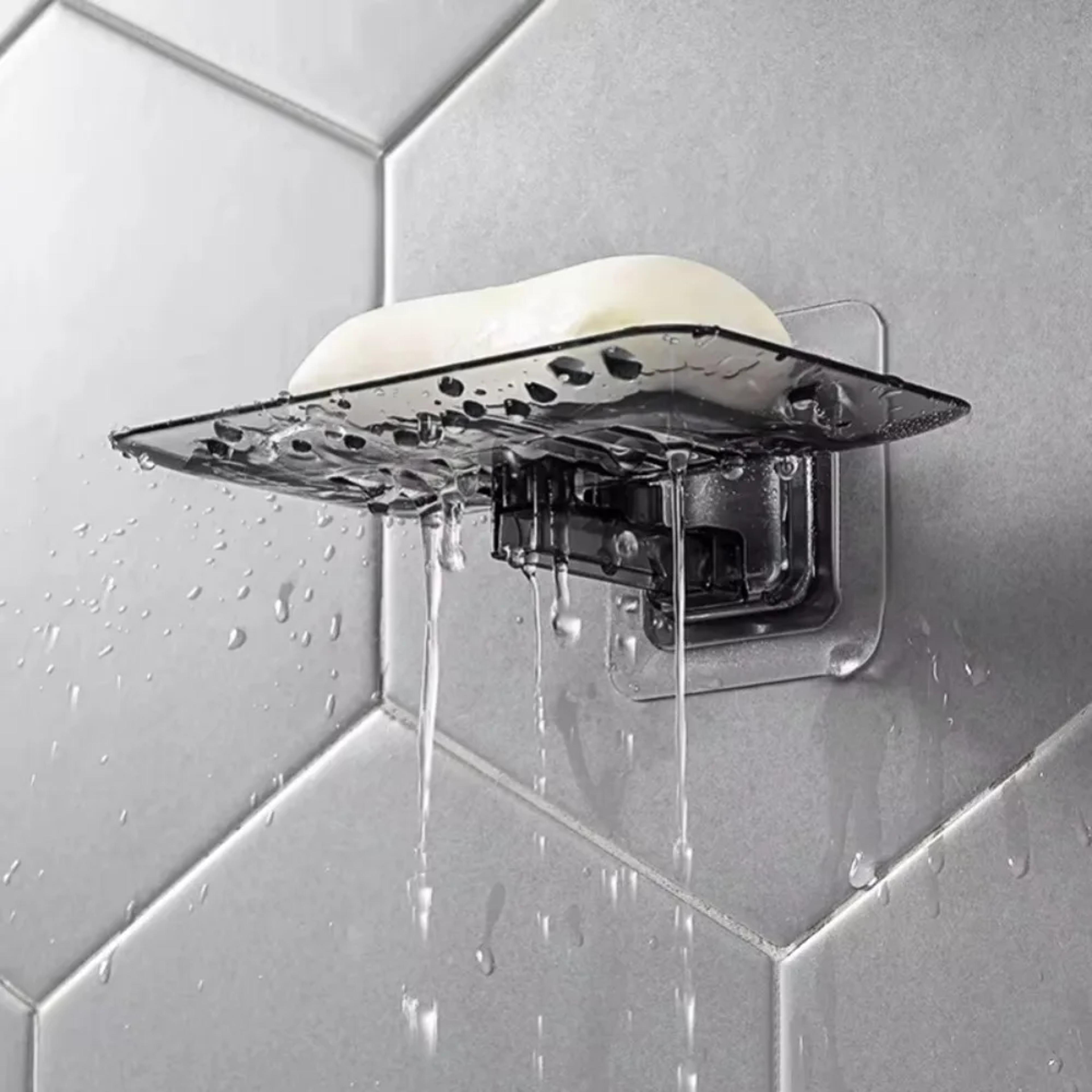 self adhesive double layer soap rack no drilling wall mounted soap sponge holder bathroom dishes accessories