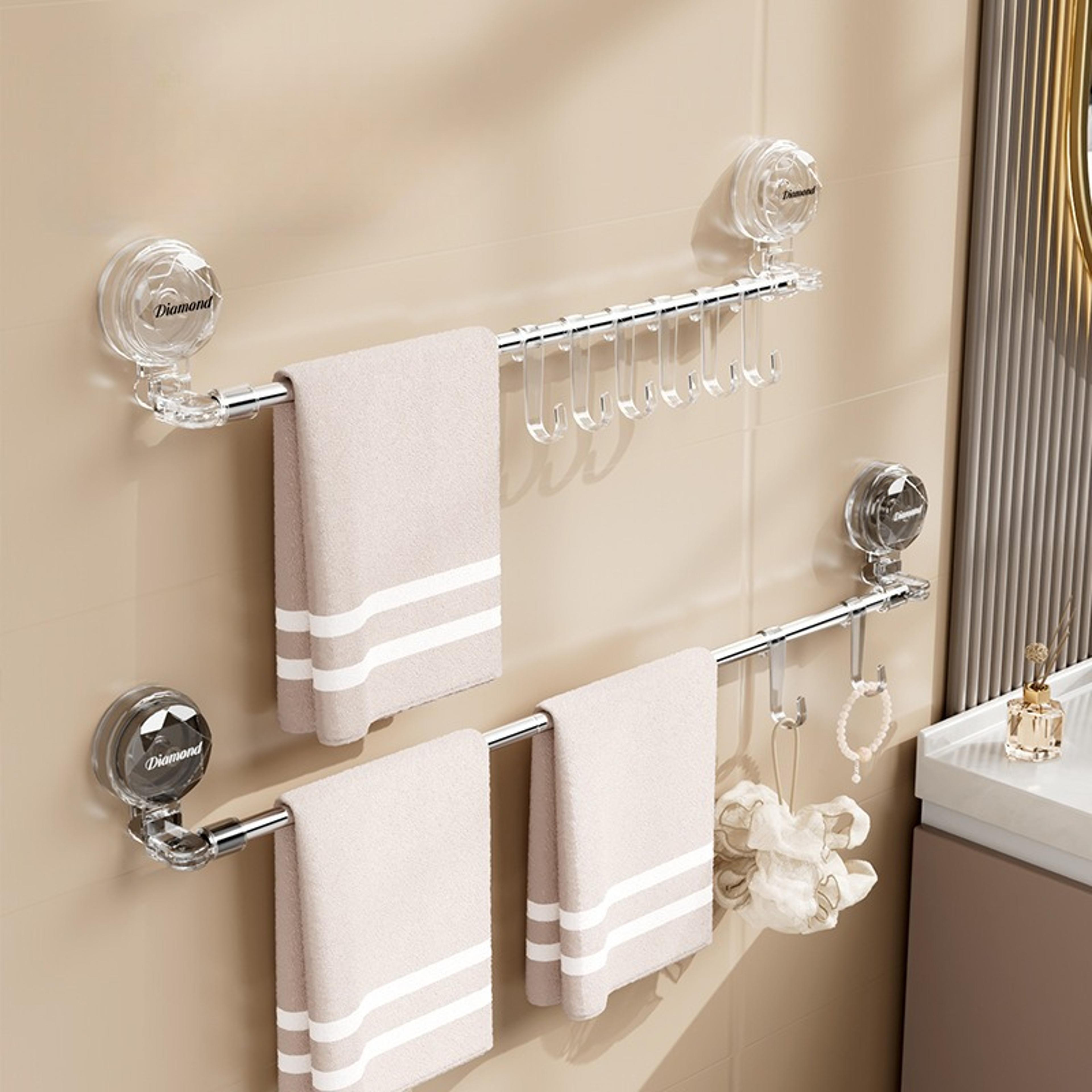 stainless steel non perforated corner towel rack, extendable multifunctional bathroom storage rack no hooks