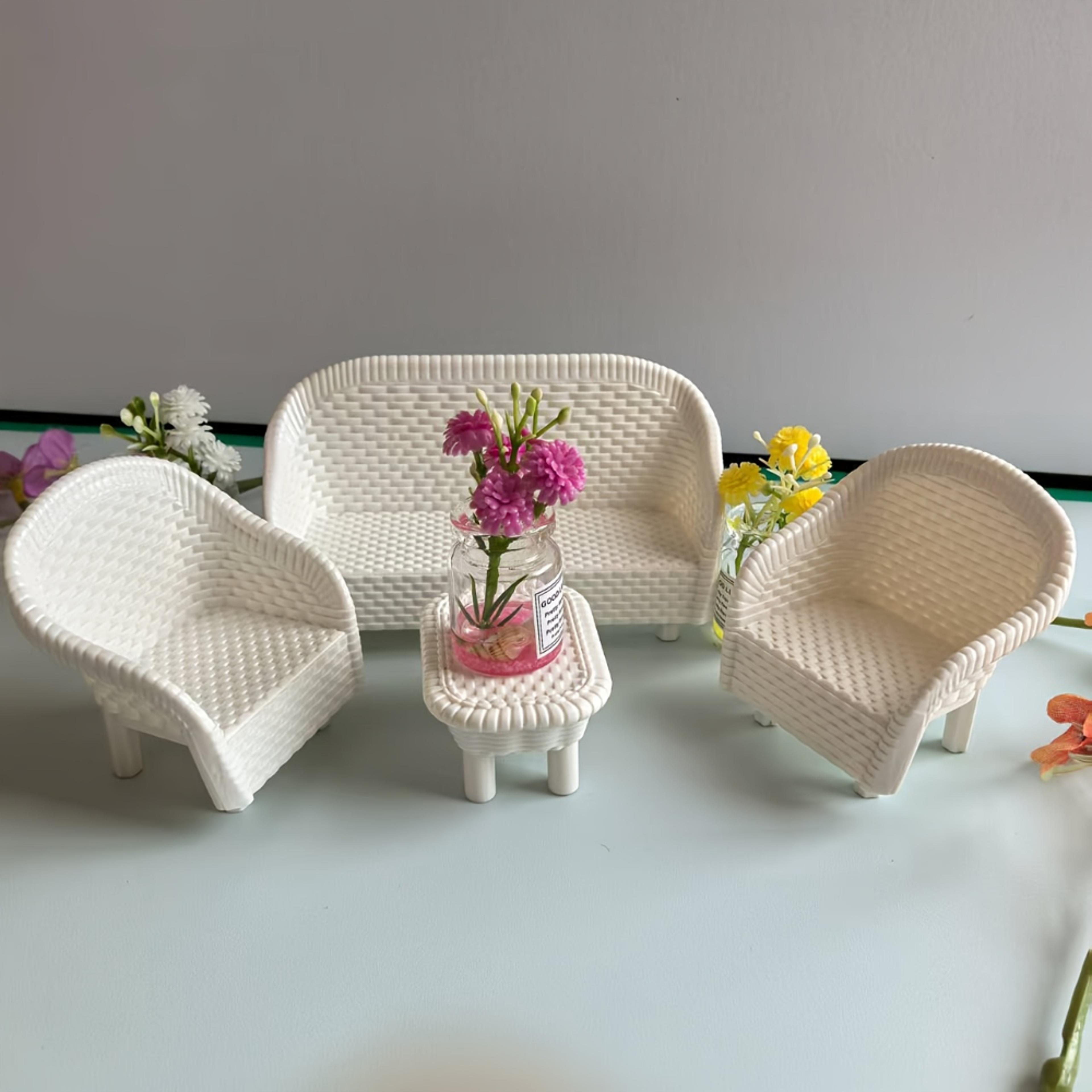 dollhouse coffee table and chair decoration sets, ideal for kitchens, bedrooms