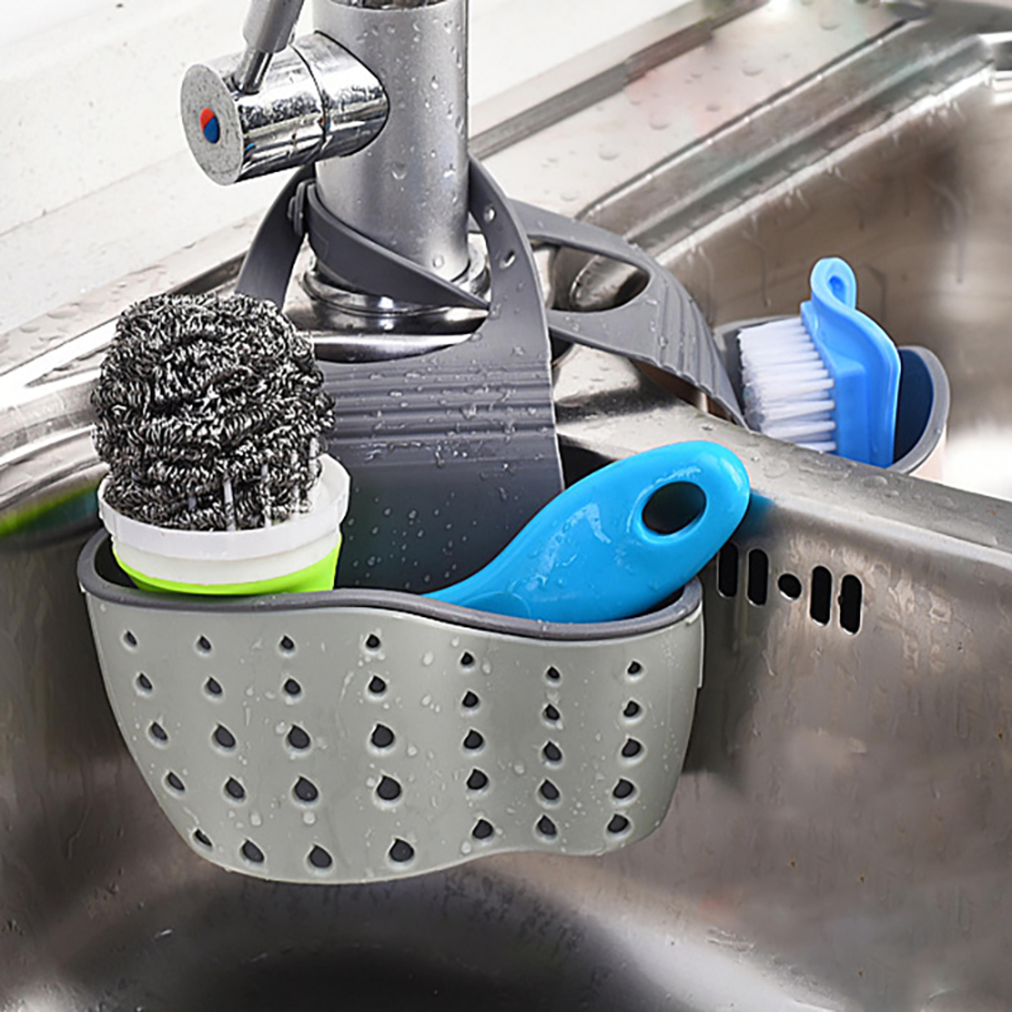 adjustable soap sponge shelf home storage drain basket kitchen sink holder hanging drain basket bag kitchen accessories