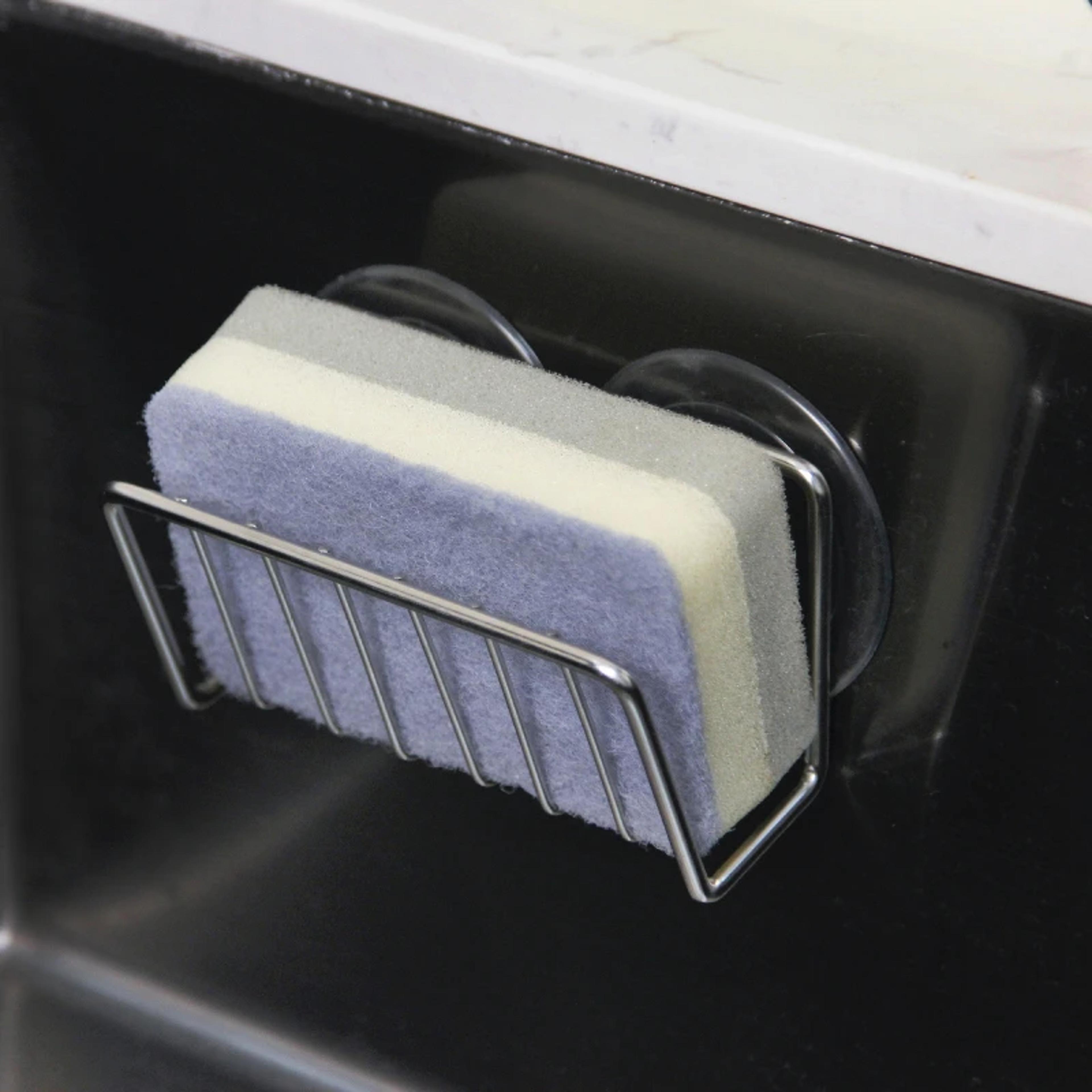 stainless steel sink sponge rack drain storage shelf, kitchen organizer holder wire ball rag