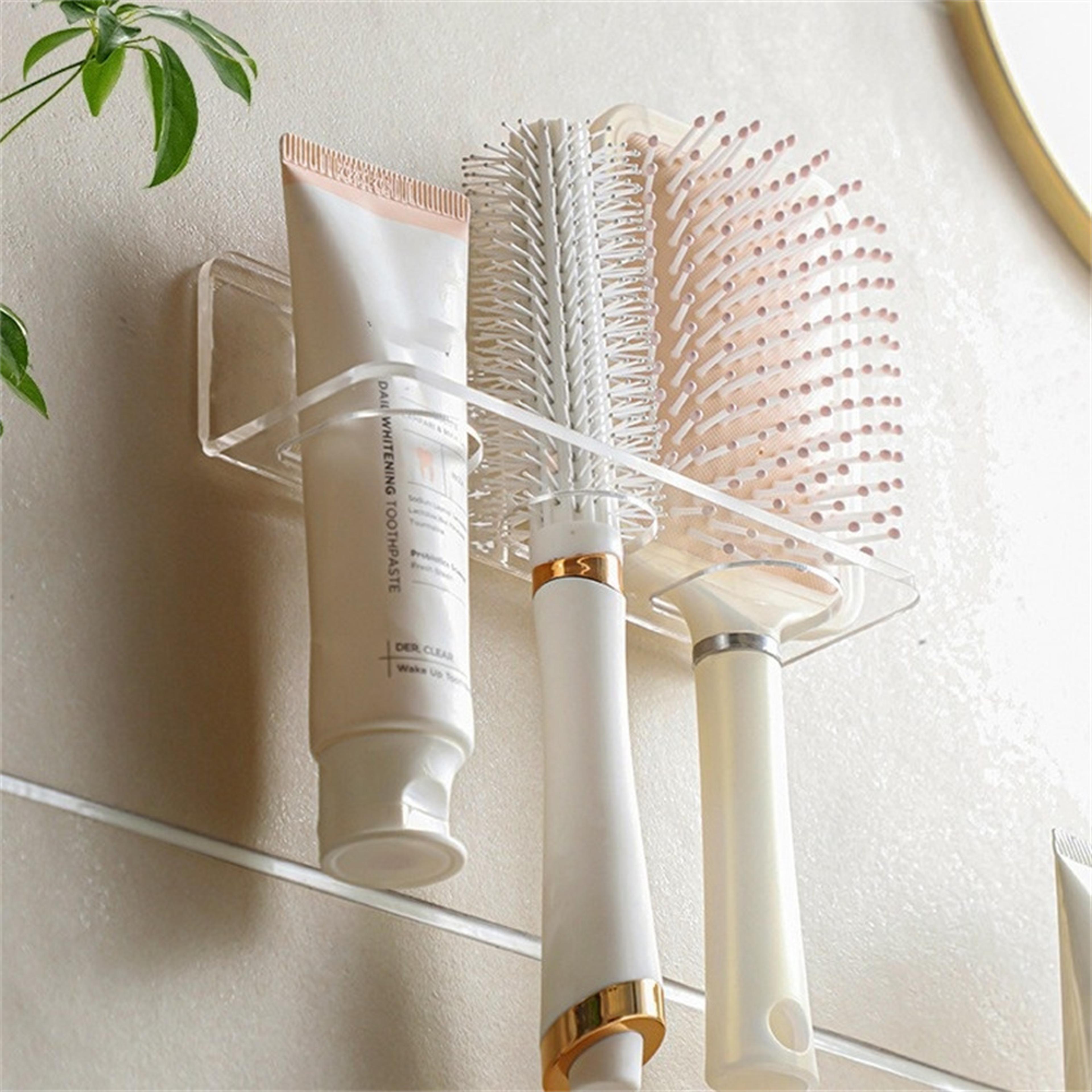 clear transparent acrylic comb holder organizer, wall-mounted hair brush rack, home bathroom shelves