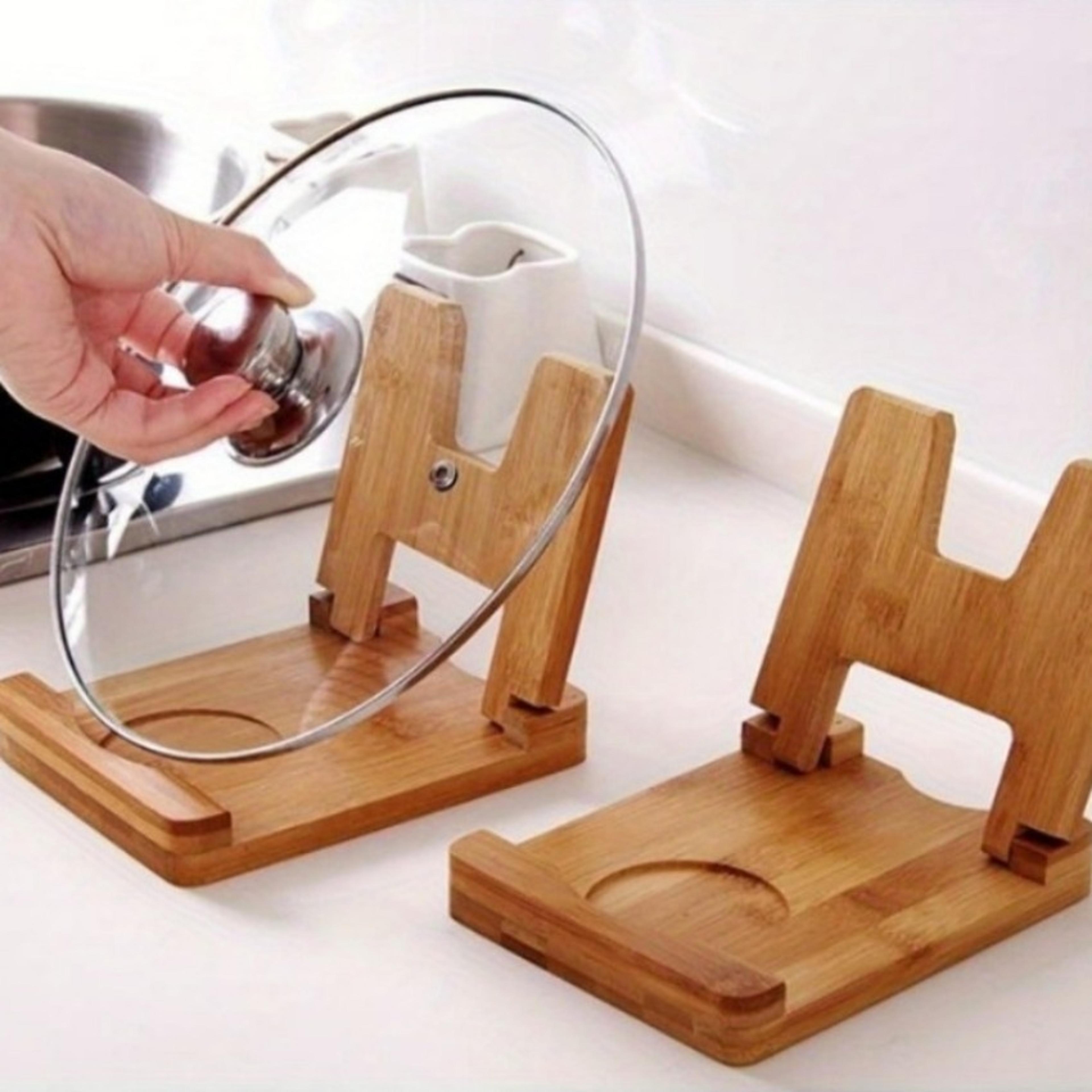 bamboo pot holder lid, multifunctional bamboo lid bracket, environmentally friendly kitchen accessories