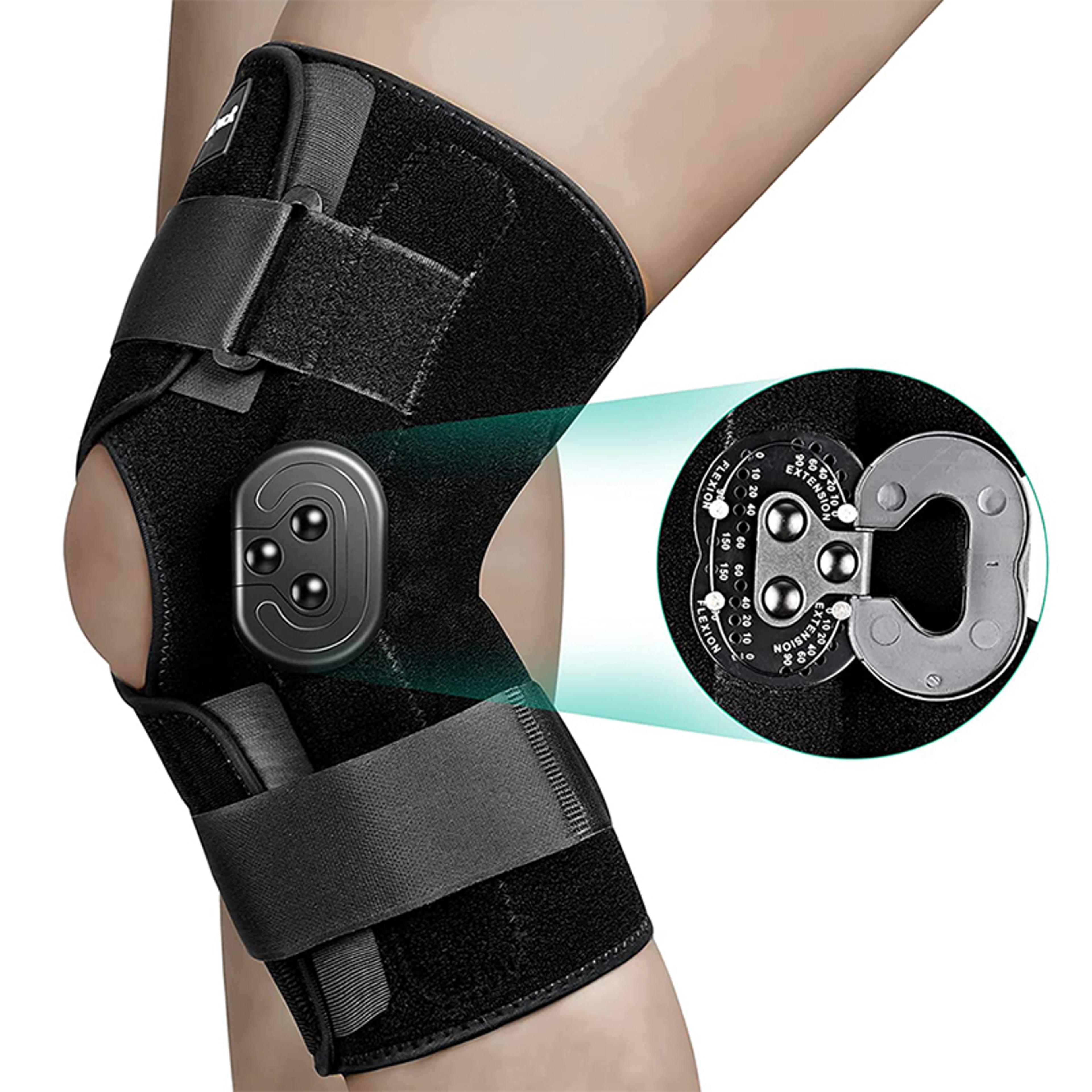 adjustable hinged knee brace with side stabilizers for pain relief, arthritis, acl and meniscus support